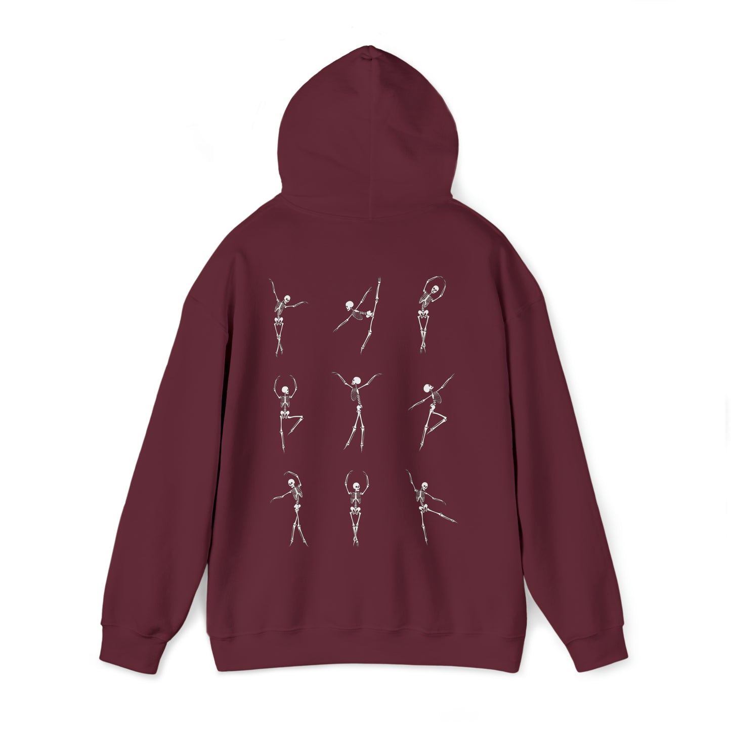 Dancing Skeleton Hoodie- Dancing Skeleton Front- Multi -Dancing Skeleton Back, Mutliple Color Options, Unisex Heavy Blend™ Hooded Sweatshirt