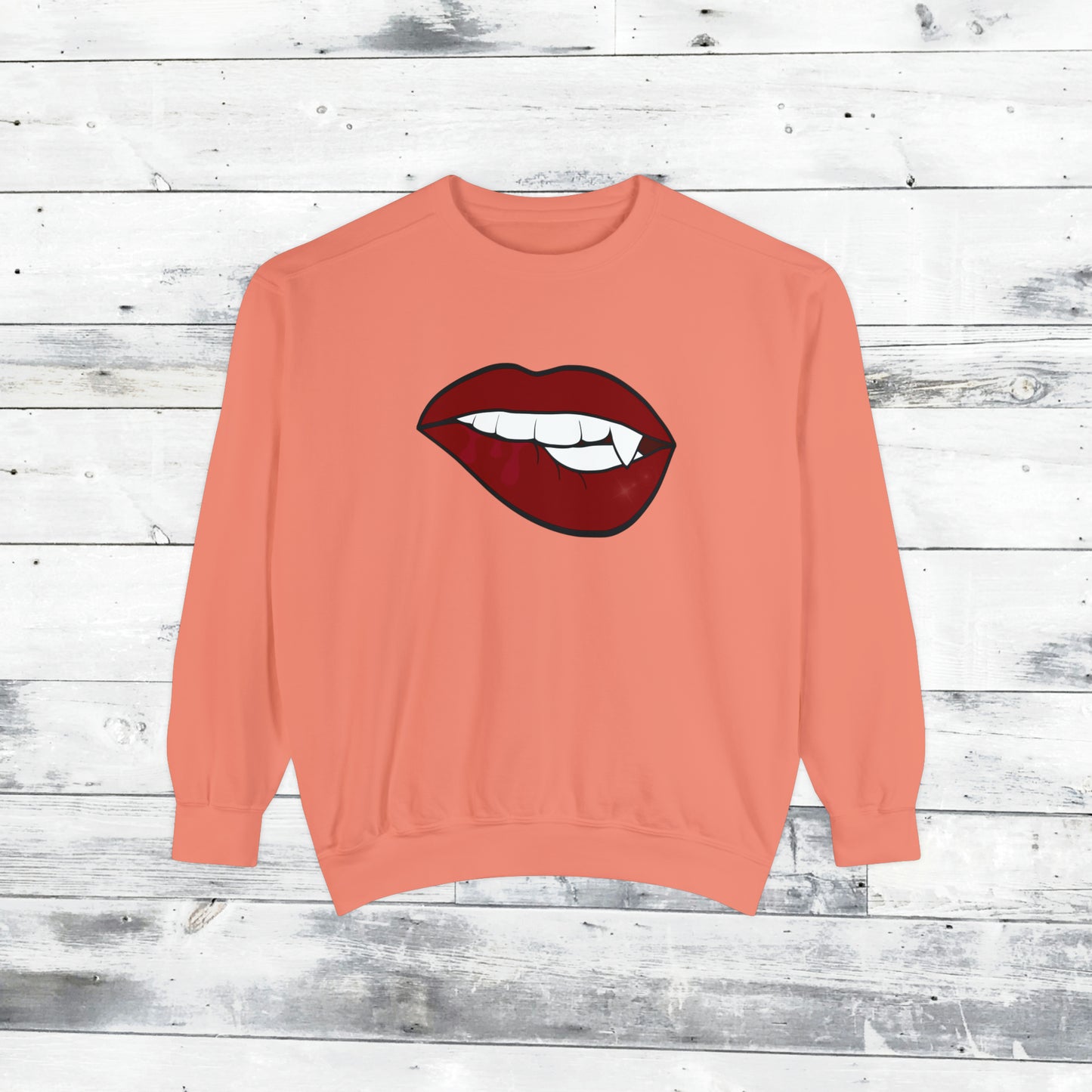 Biting Lip Vampire Fang Comfort Colors Sweater