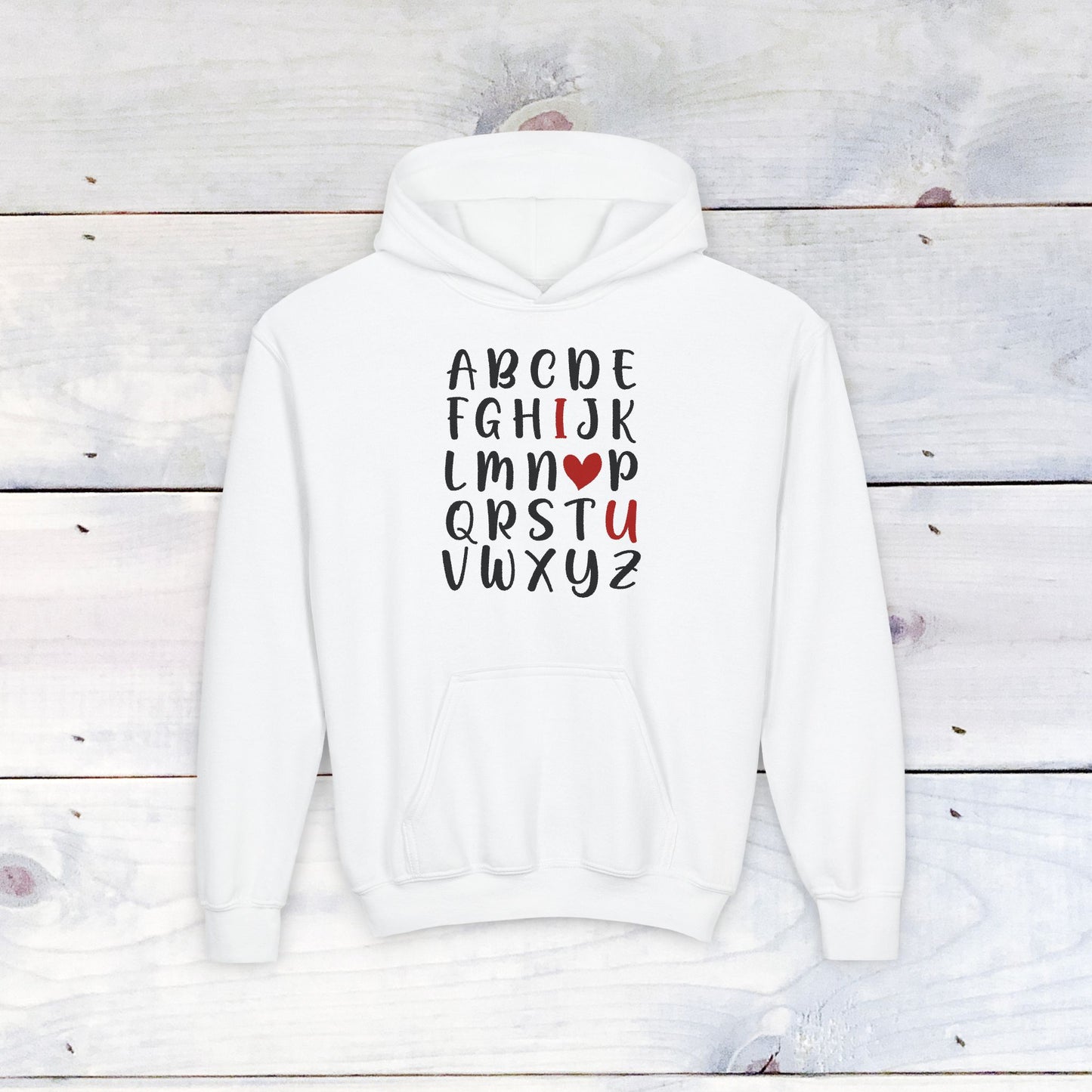Black Alpha I love You Valentine Youth Hoodie