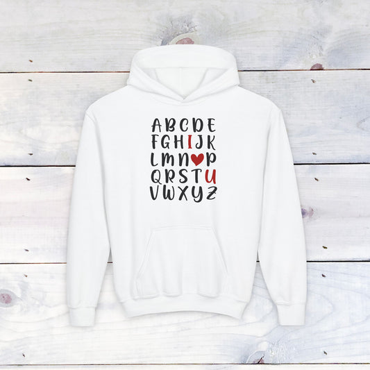 Black Alpha I love You Valentine Youth Hoodie