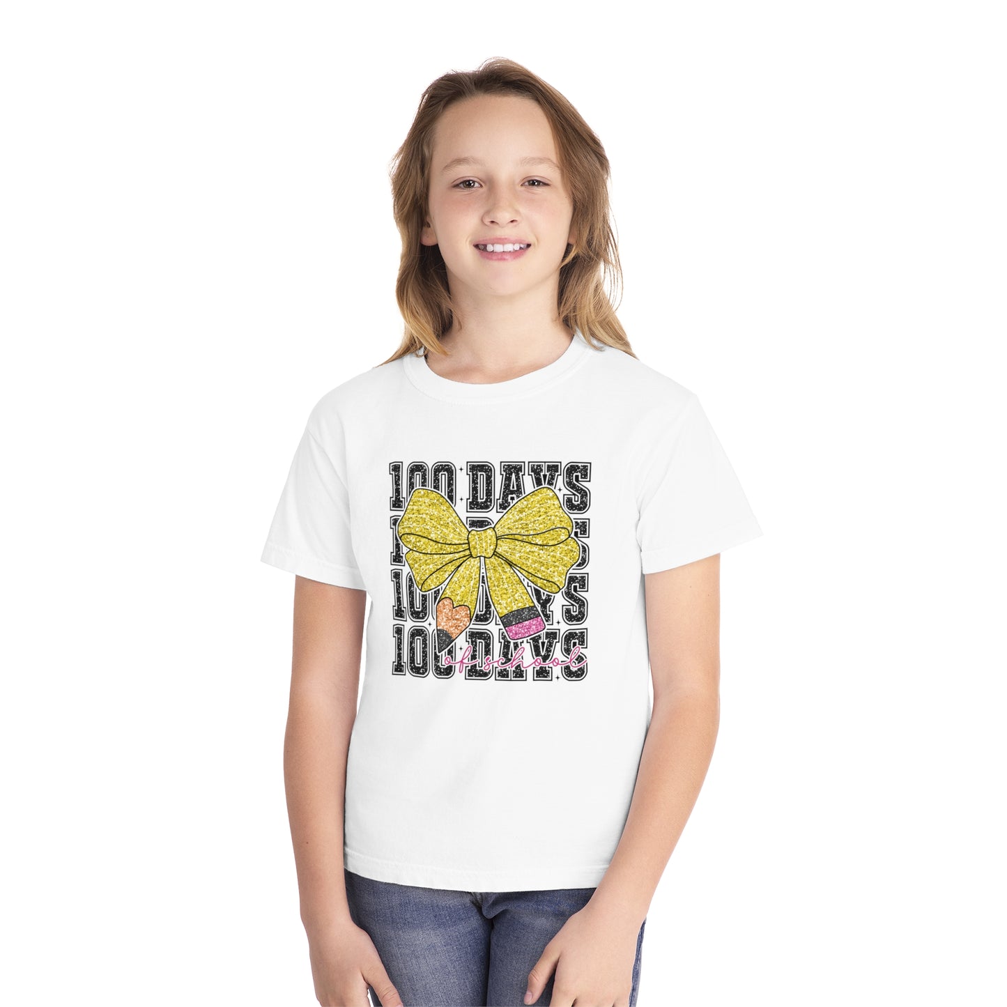 Youth 100 Days Bow Comfort Colors Tee