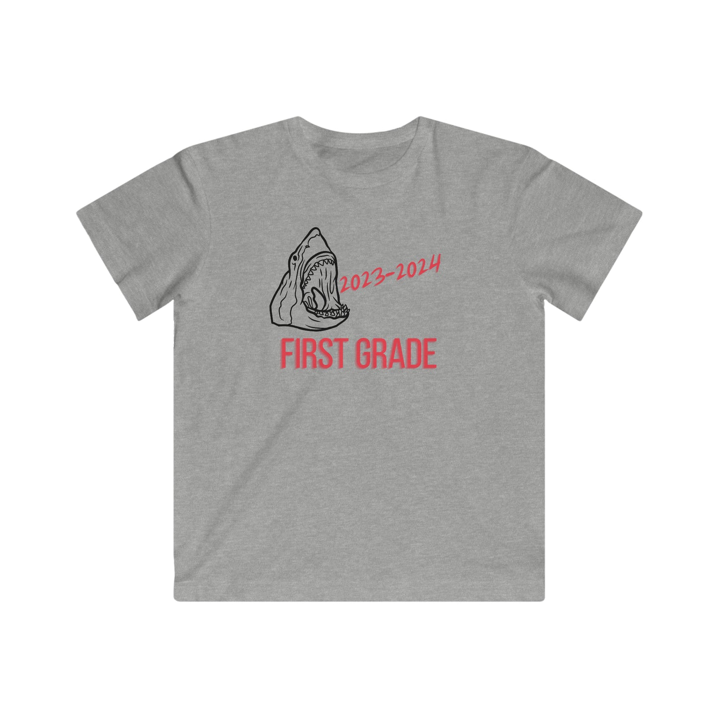 Shark, First Grade 23-24 T-Shirt  Black/Red Text