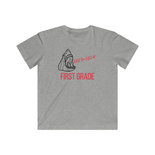 Shark, First Grade 23-24 T-Shirt  Black/Red Text