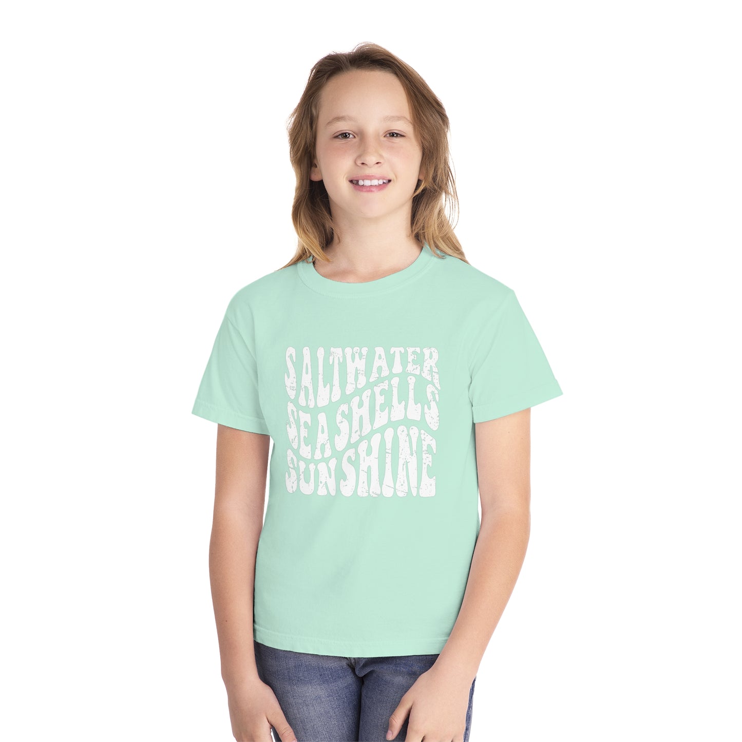 Youth Saltwater, Seashells, Sunshine Comfort Colors Youth Tee