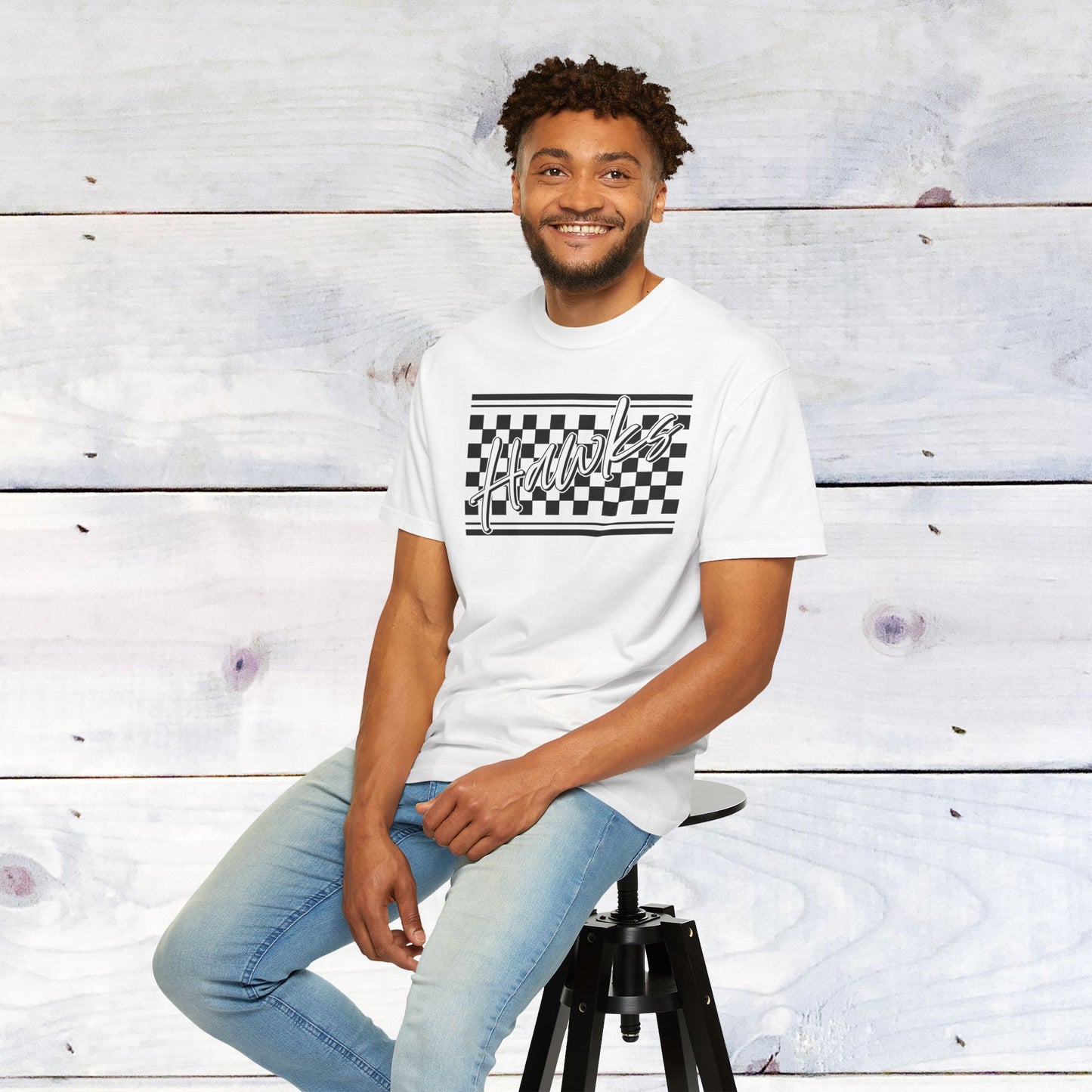 Heath Hawks Checkered Comfort Colors Unisex Tee