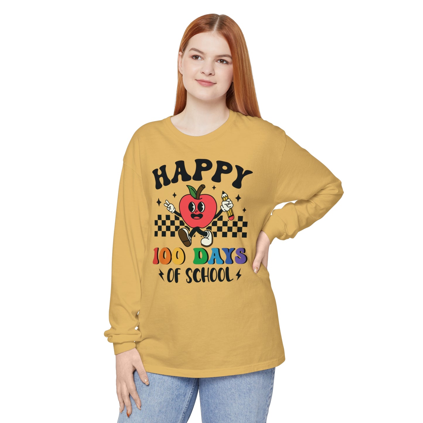 Happy 100 Days Comfort Colors Long Sleeve T-Shirt