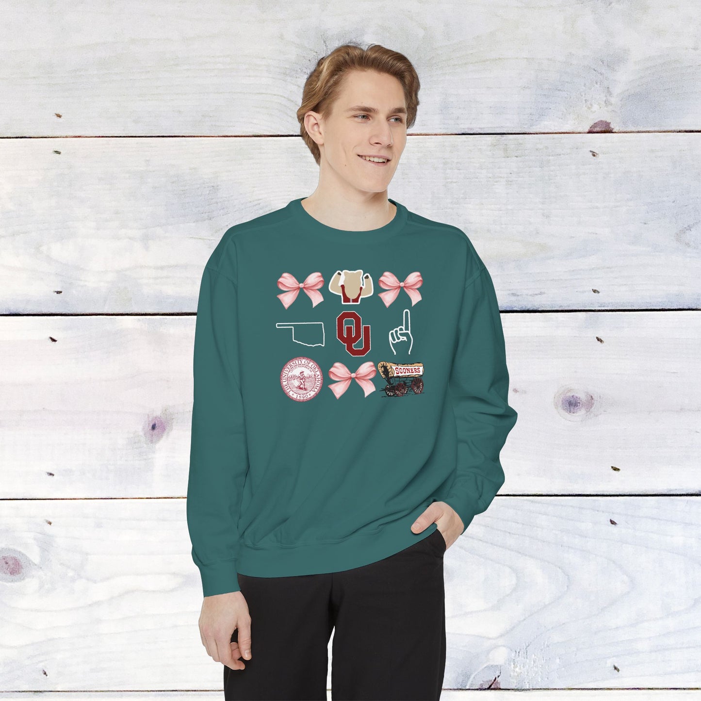 Oklahoma Sooners Bow Comfort Colors Sweater - Dark