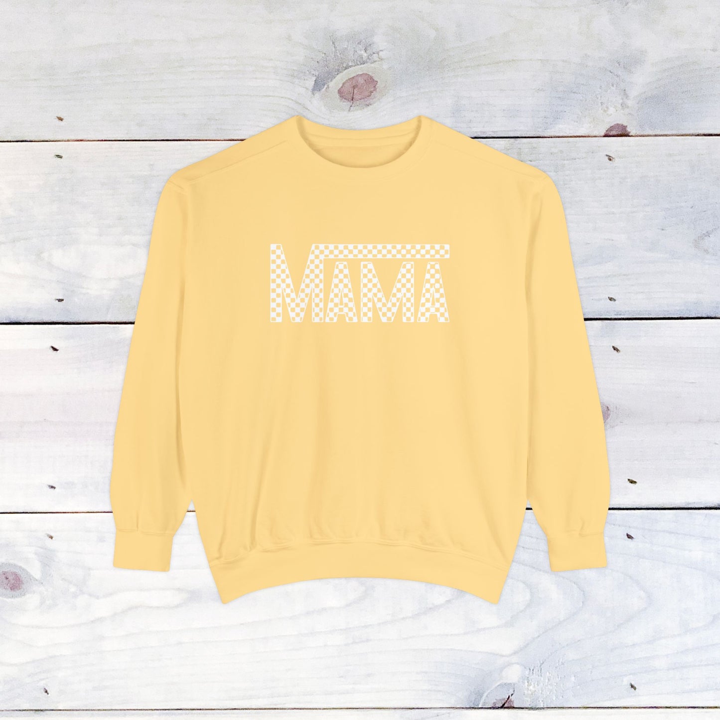Mama Checkered Comfort Colors Sweater