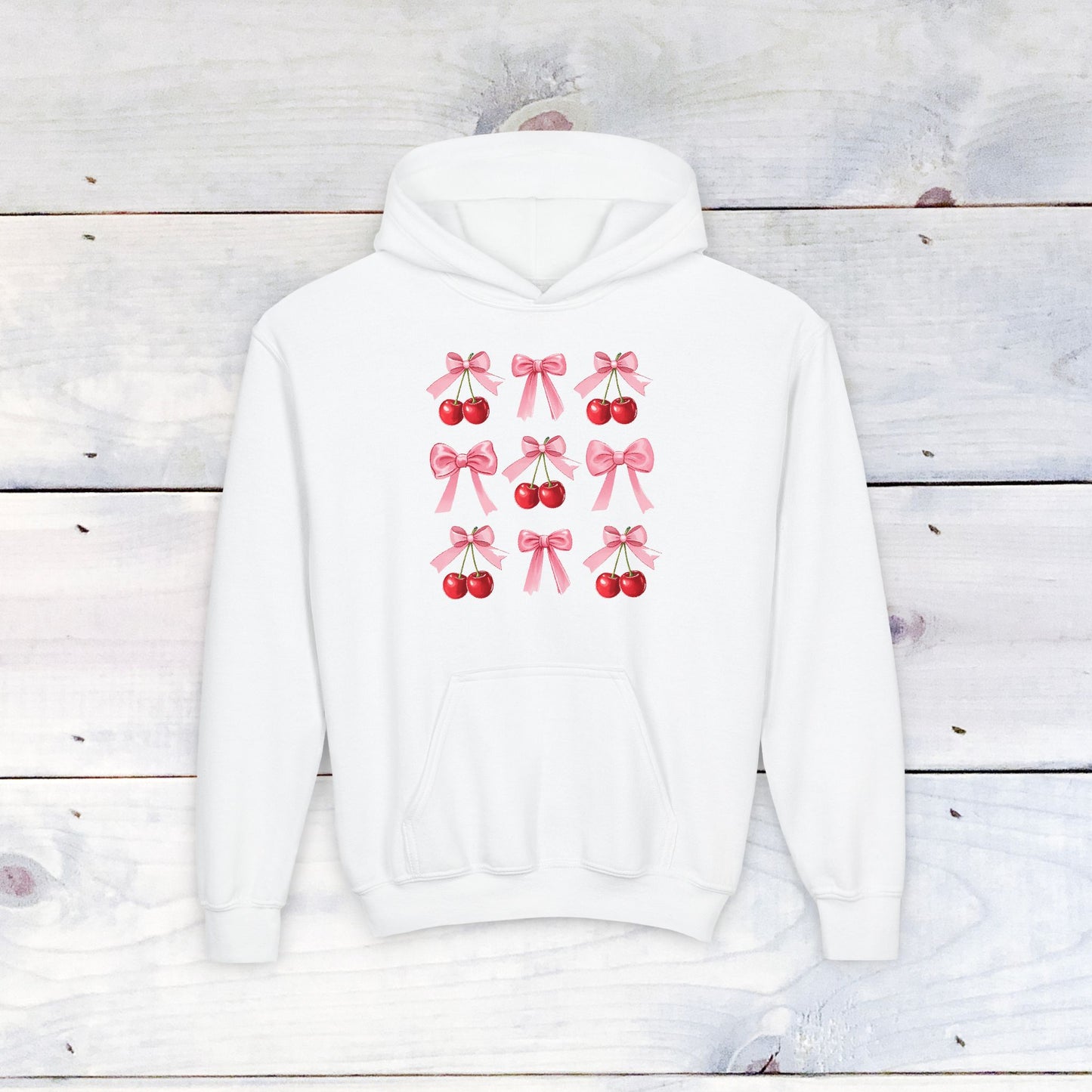 Cherry Bow Grid Youth Sweatshirt