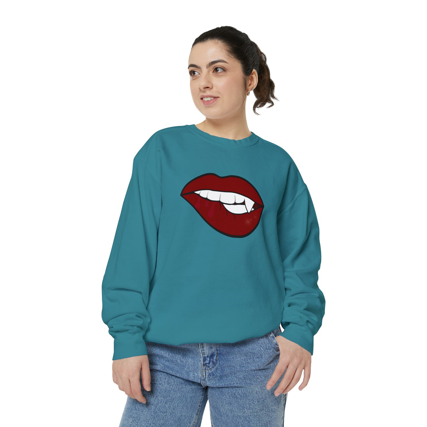 Biting Lip Vampire Fang Comfort Colors Sweater