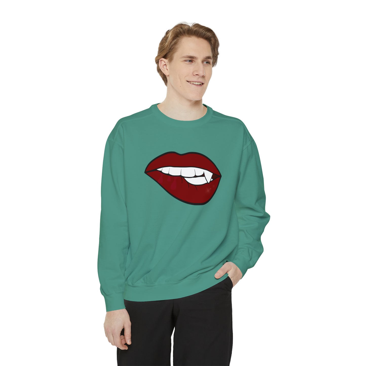 Biting Lip Vampire Fang Comfort Colors Sweater