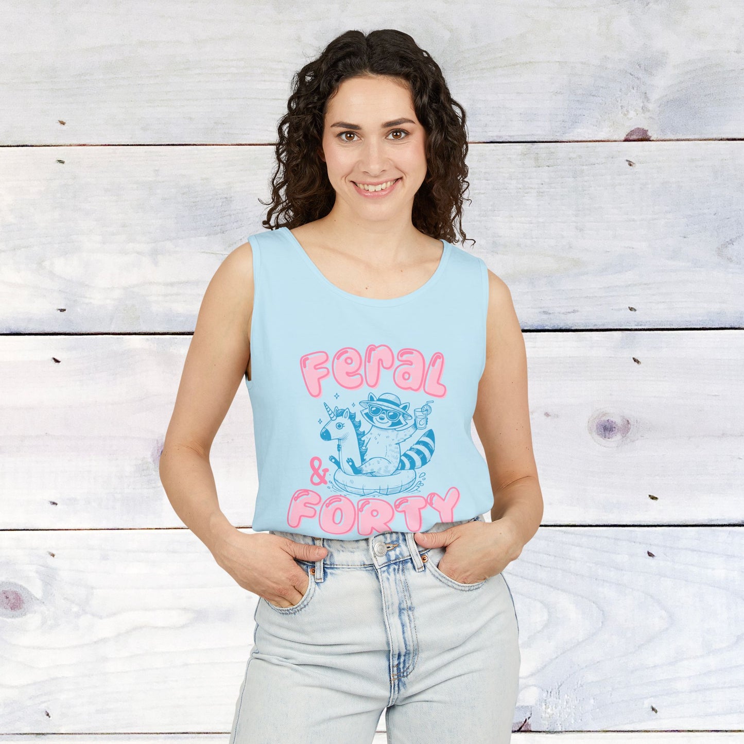 Feral and Forty Floatie Comfort Colors Tank Top