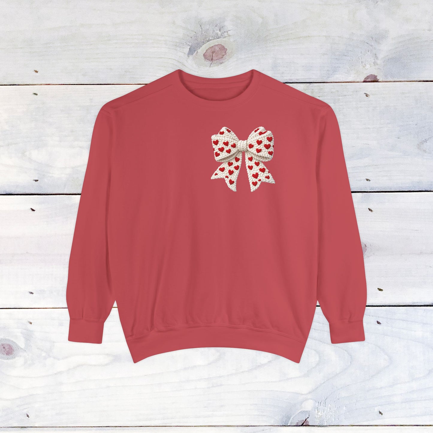 Gnome Love Yarn Bow Comfort Color Sweatshirt