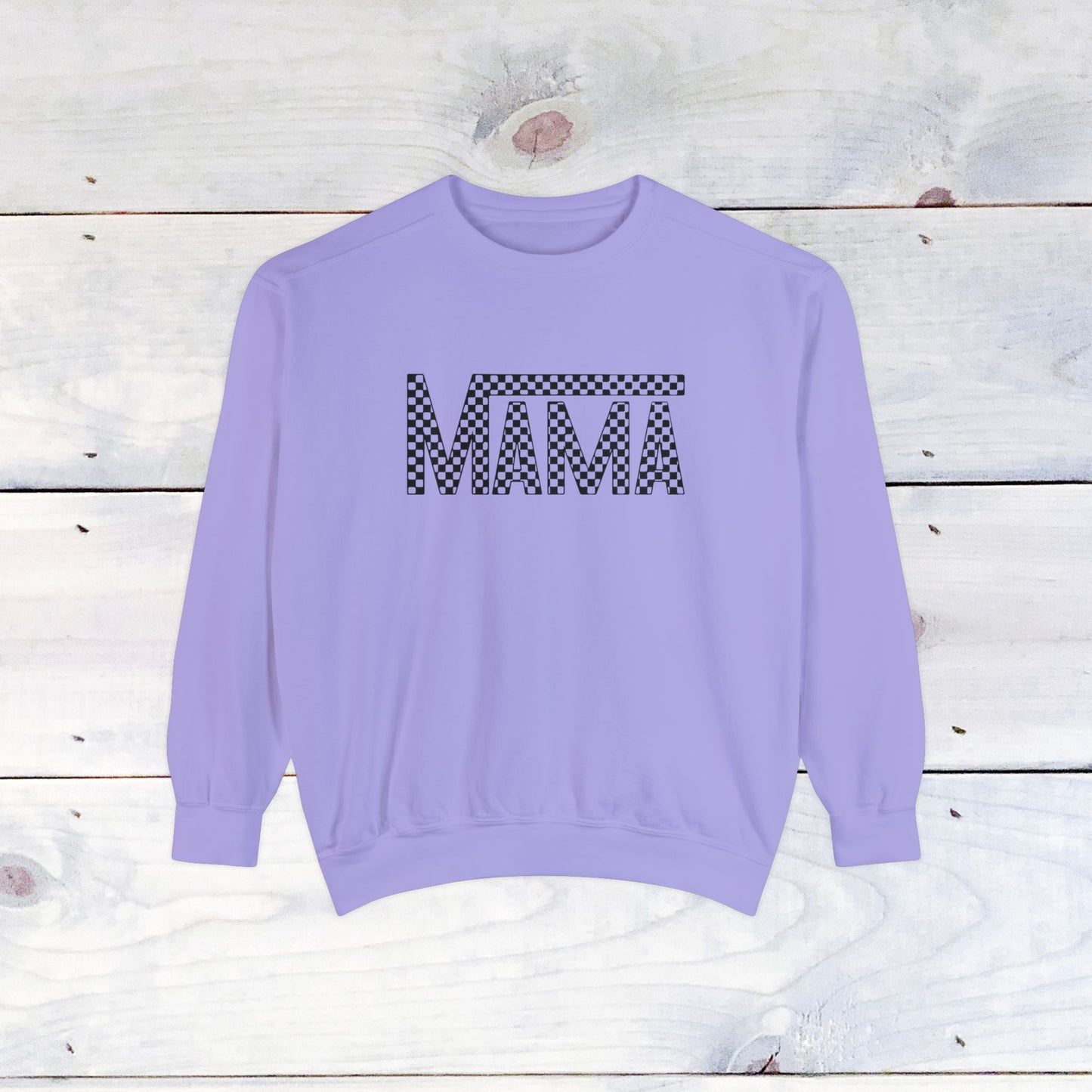 Mama Checkered Black Comfort Colors Sweater