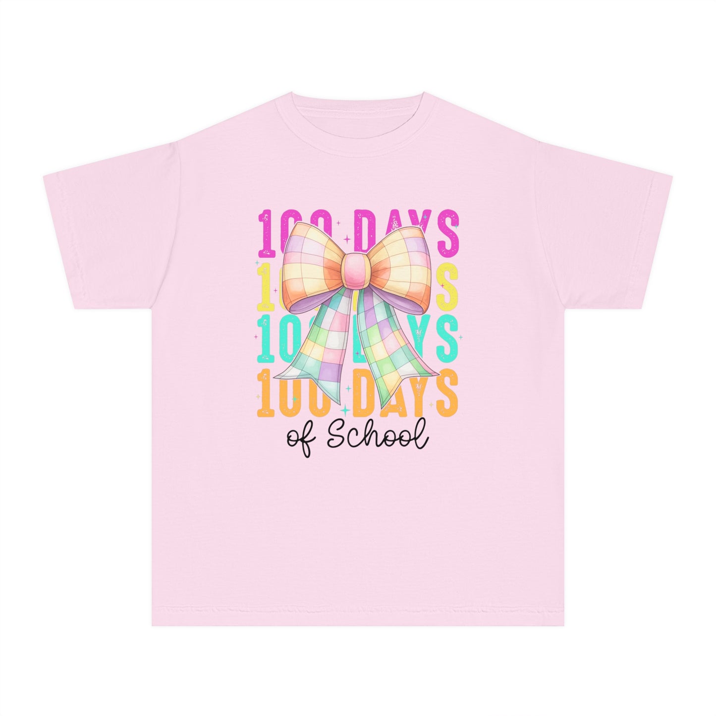 Youth 100 Days Disco Bow Comfort Colors Tee