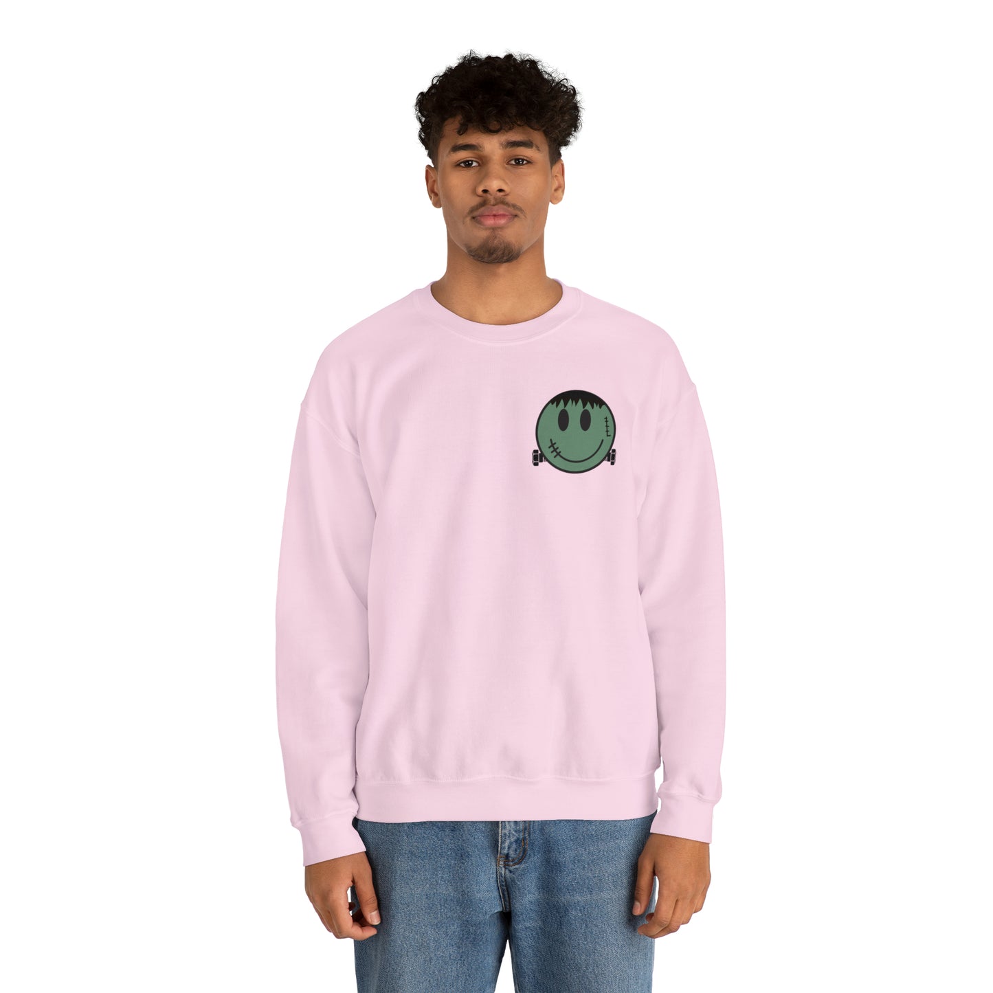 Halloween - Franken Smile Front, Halloween Bolt Back - Sweater / Pullover