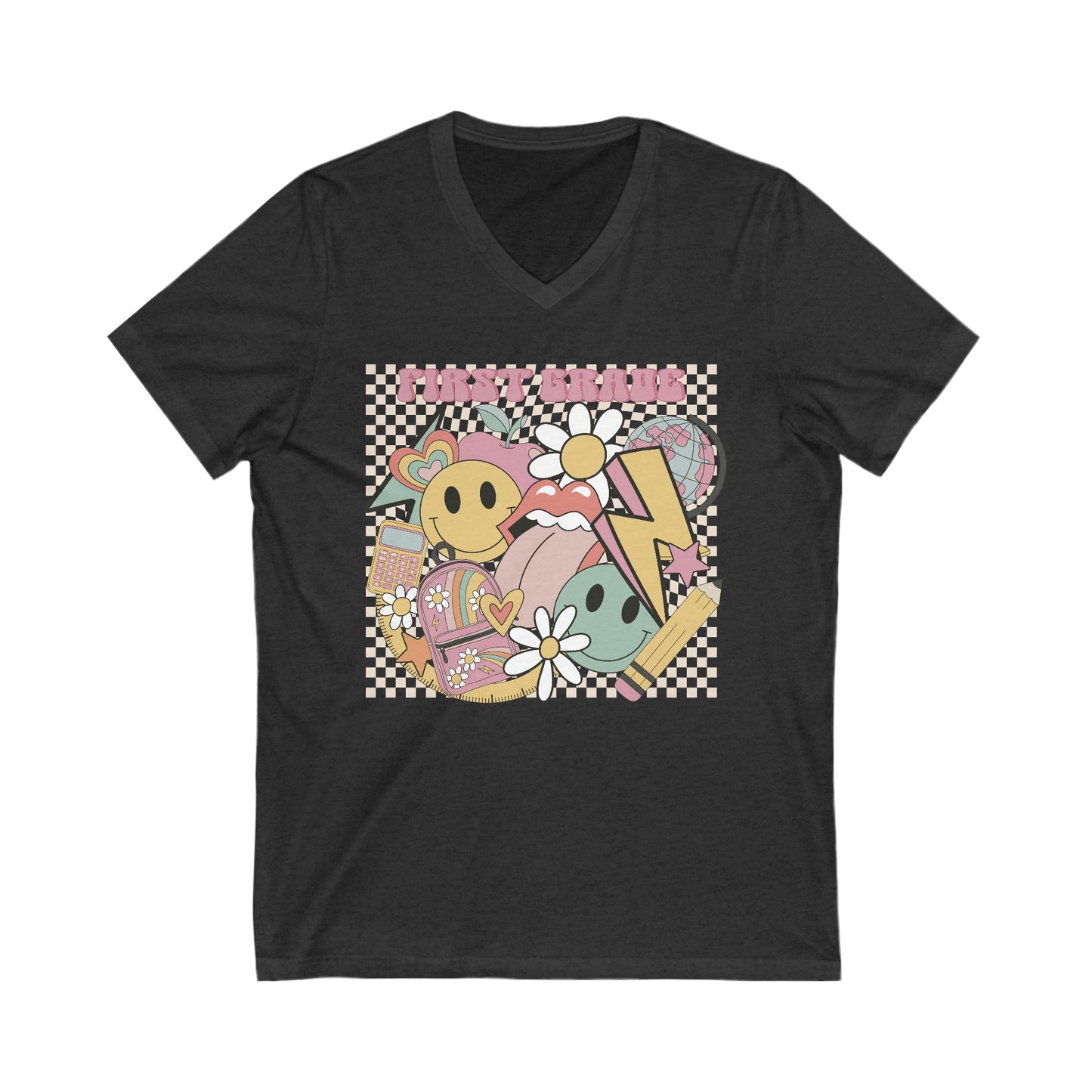 First Grade Fun Teacher Unisex V-Neck Tee