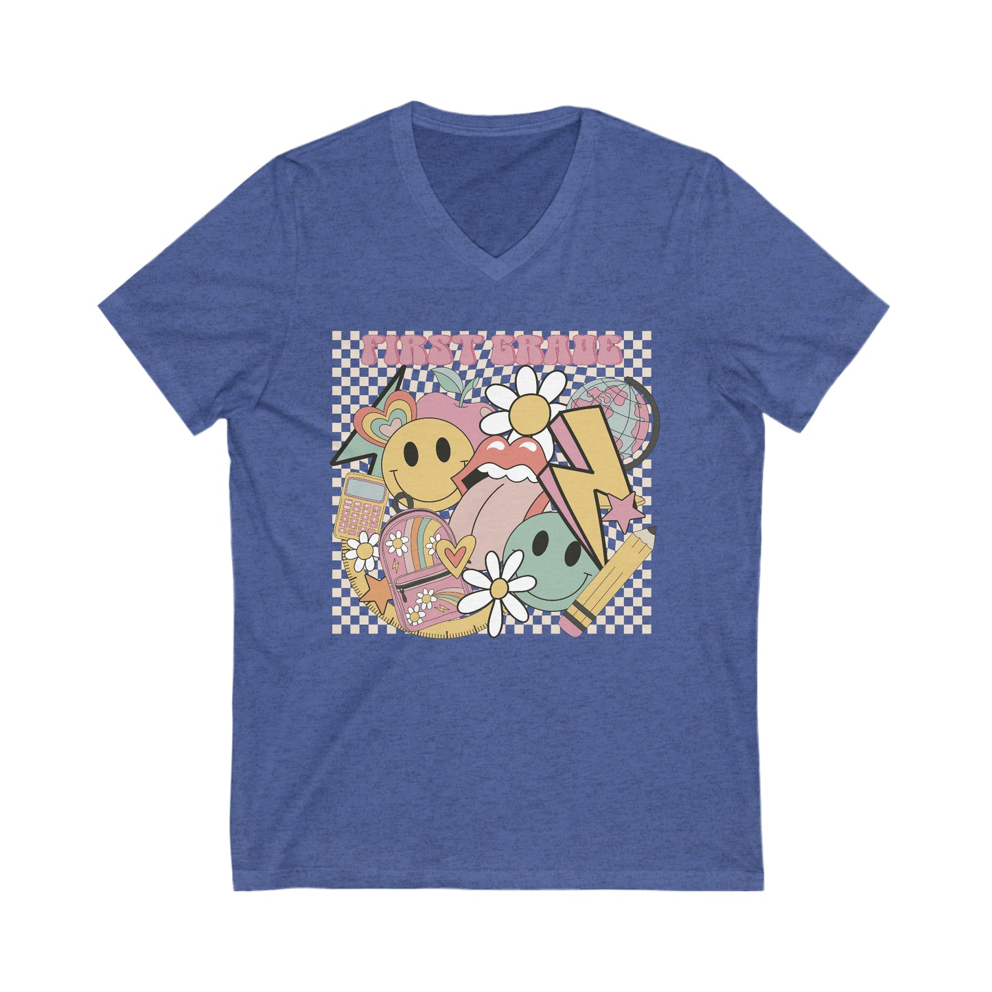 First Grade Fun Teacher Unisex V-Neck Tee