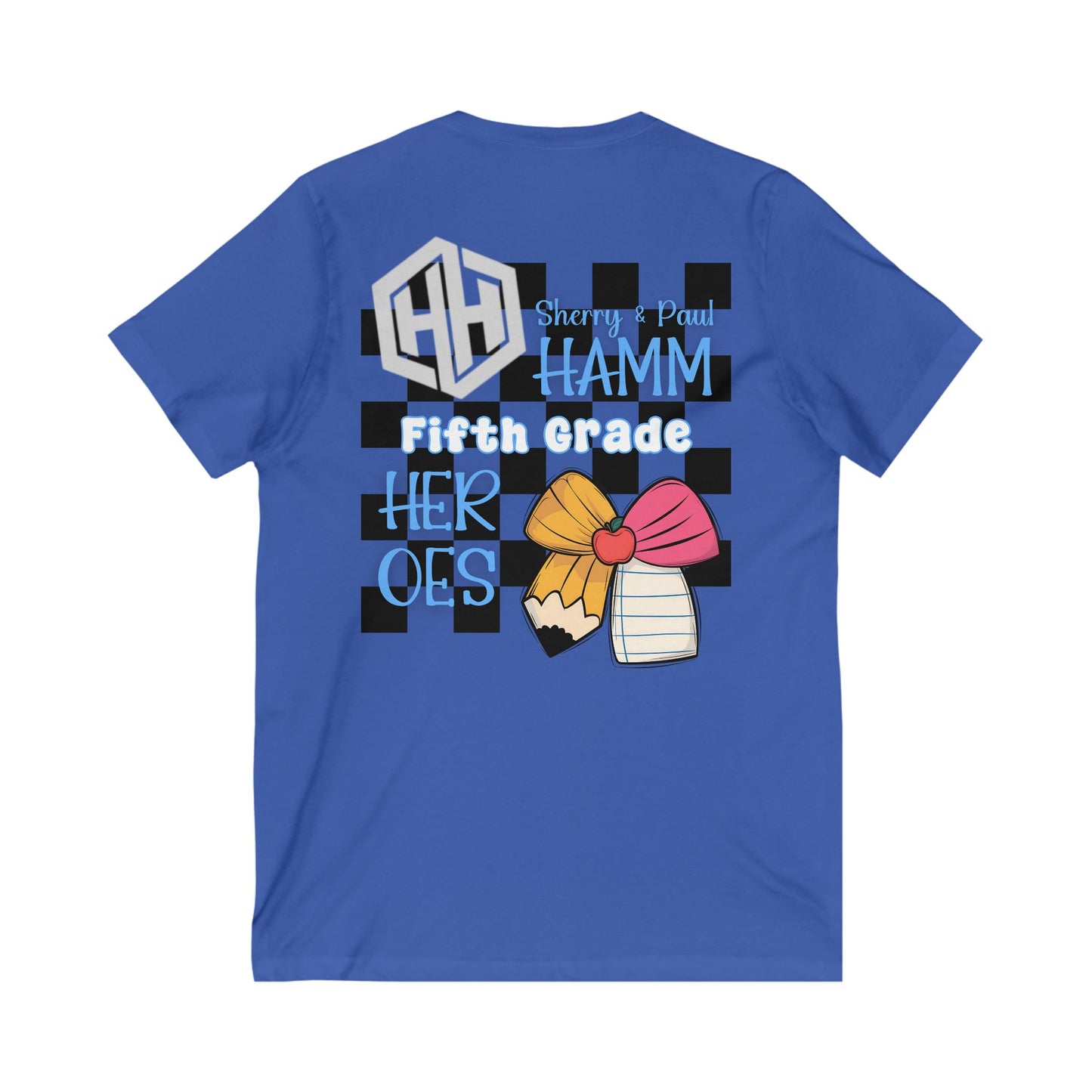 Personalized Fifth Grade Teacher V-Neck Tee