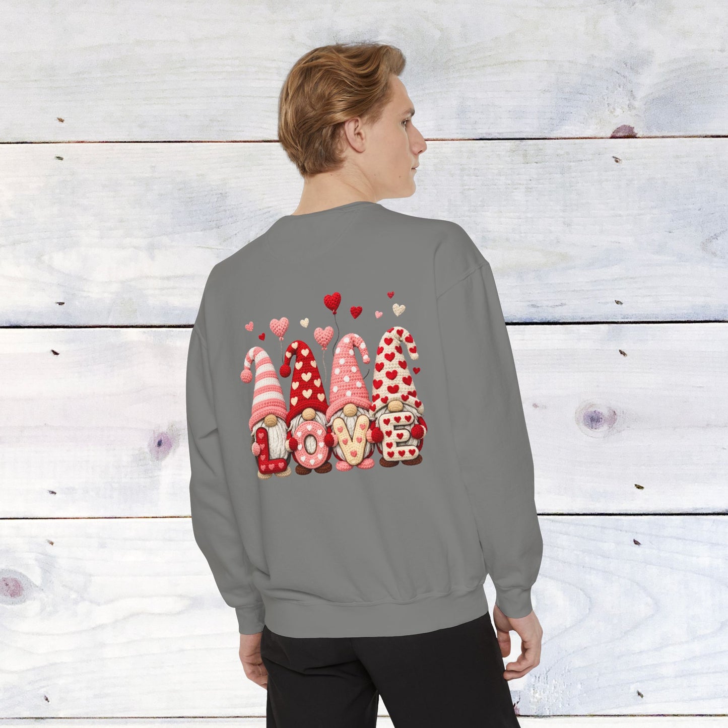 Gnome Love Yarn Bow Comfort Color Sweatshirt