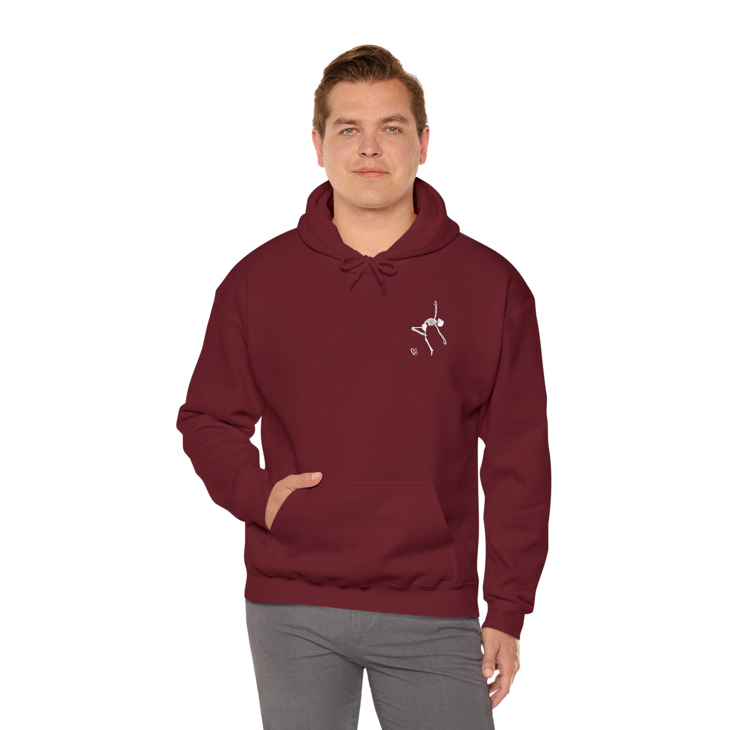 Dancing Skeleton Hoodie- Dancing Skeleton Front- Multi -Dancing Skeleton Back, Mutliple Color Options, Unisex Heavy Blend™ Hooded Sweatshirt