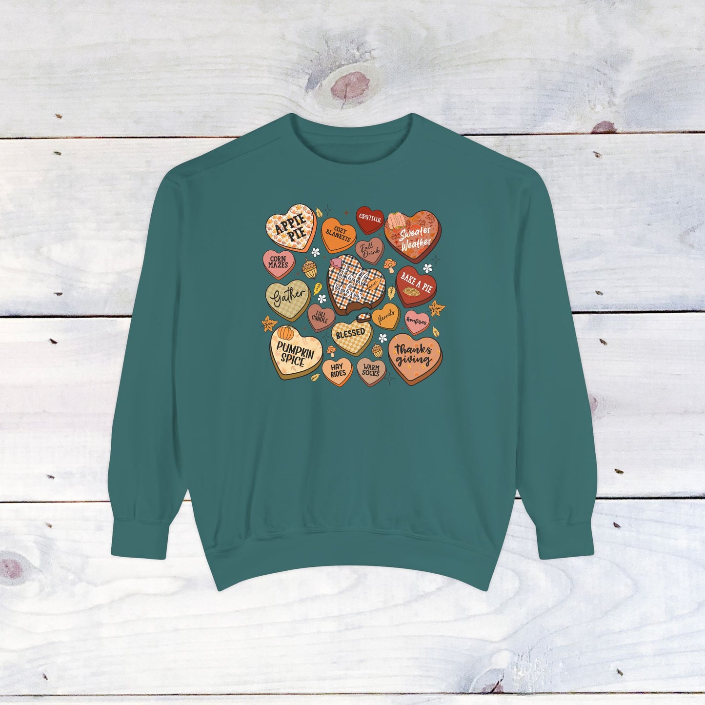 Fall Conversation Hearts Comfort Colors Sweater