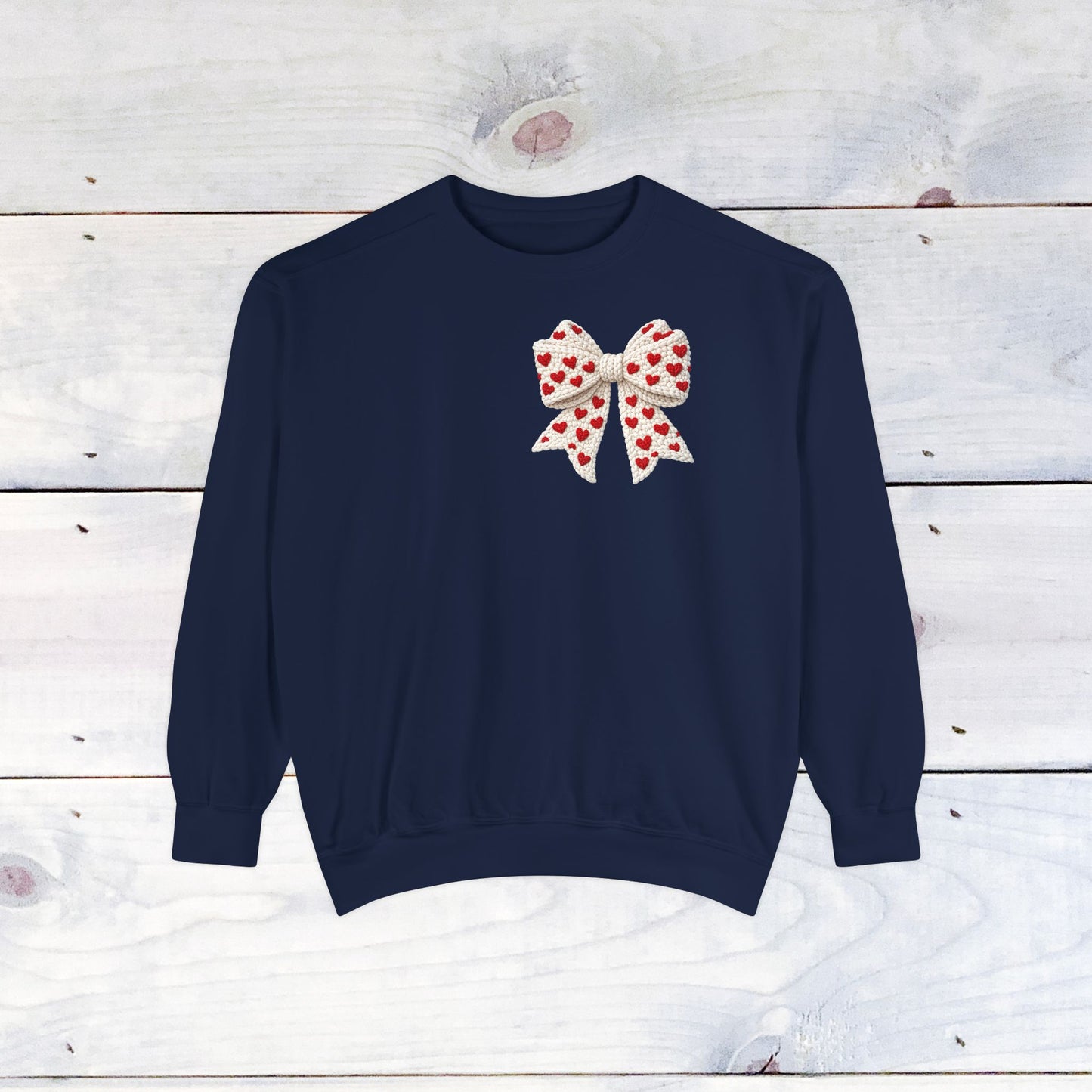 Gnome Love Yarn Bow Comfort Color Sweatshirt