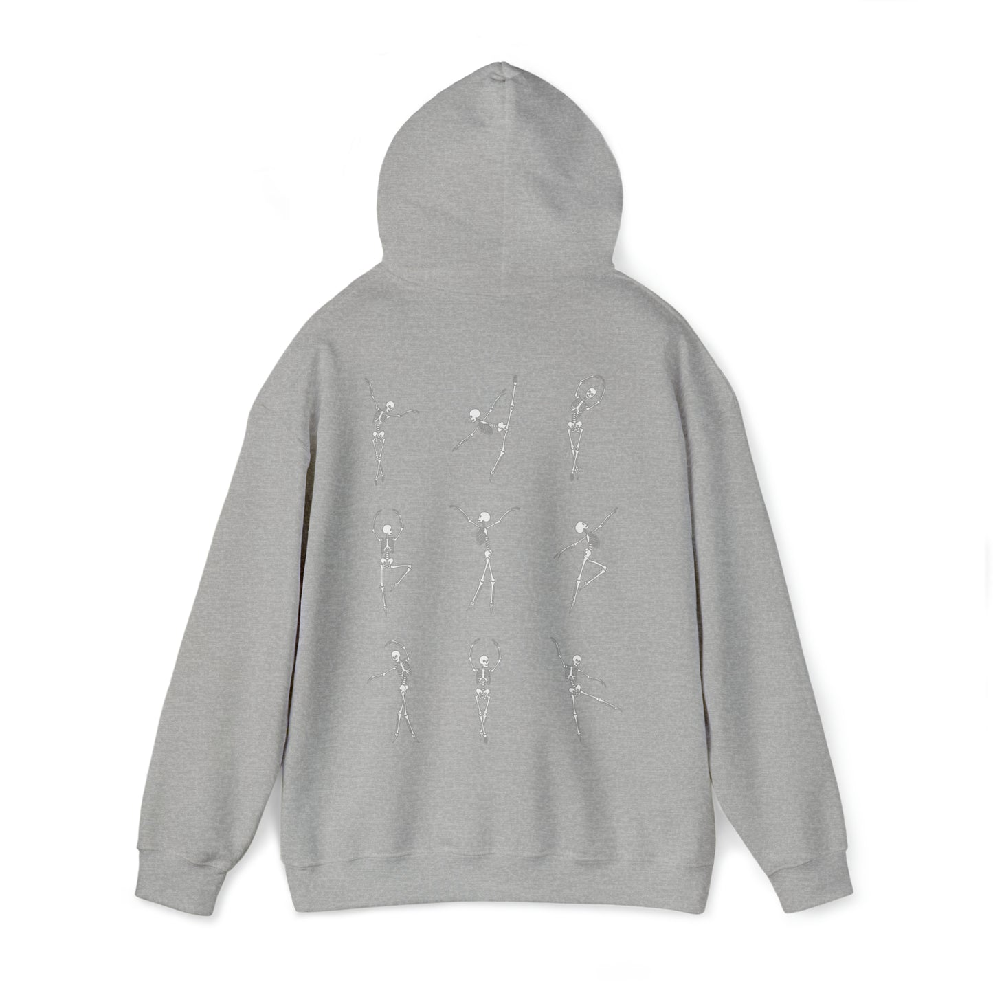 Dancing Skeleton Hoodie- Dancing Skeleton Front- Multi -Dancing Skeleton Back, Mutliple Color Options, Unisex Heavy Blend™ Hooded Sweatshirt