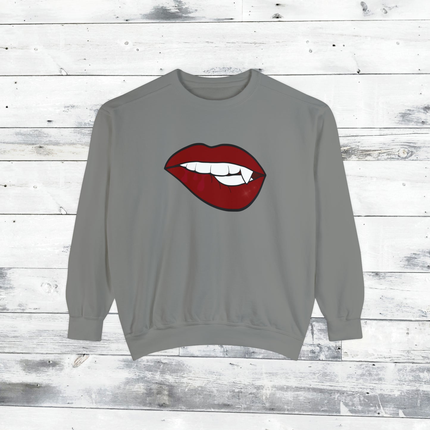 Biting Lip Vampire Fang Comfort Colors Sweater