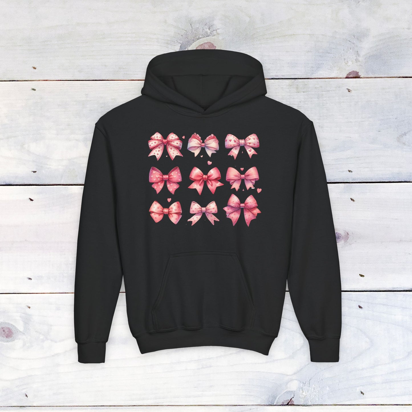 Pinky Bow Grid Youth Hoodie