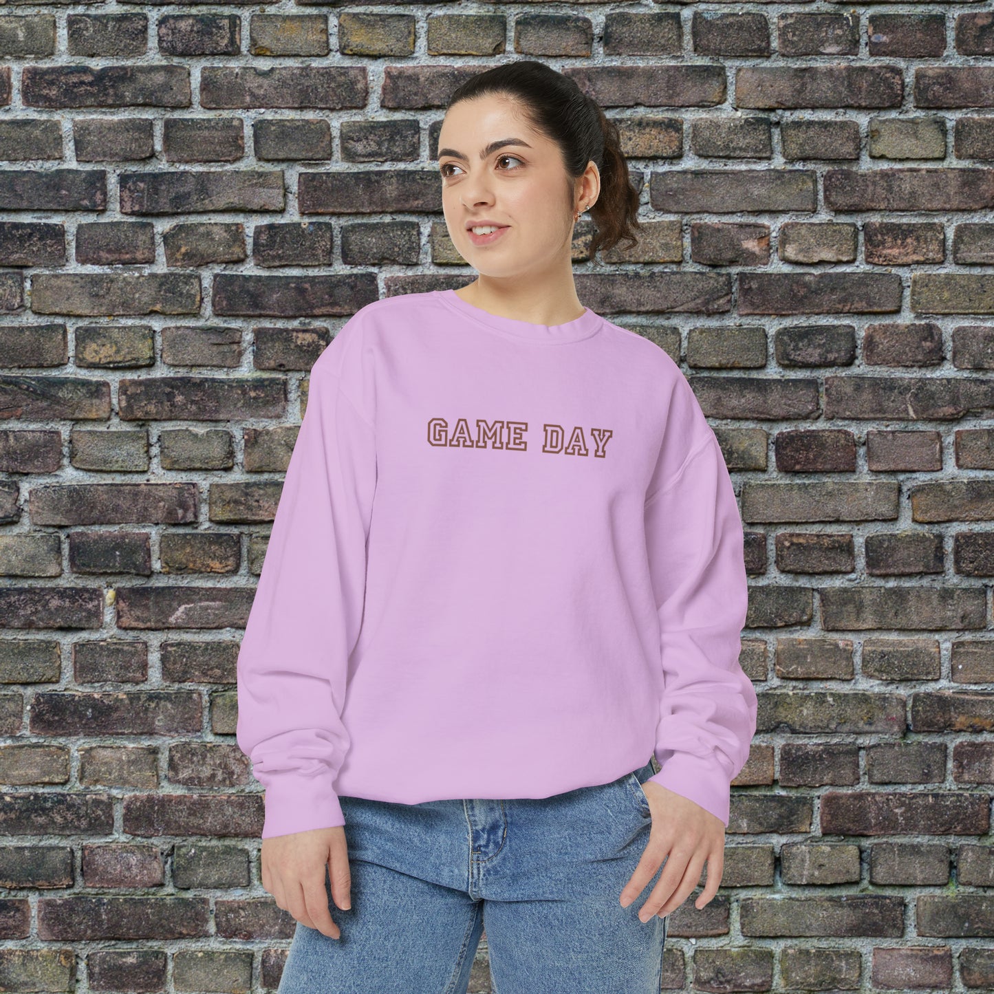 Game Day Comfort Colors Sweater - Brown Text