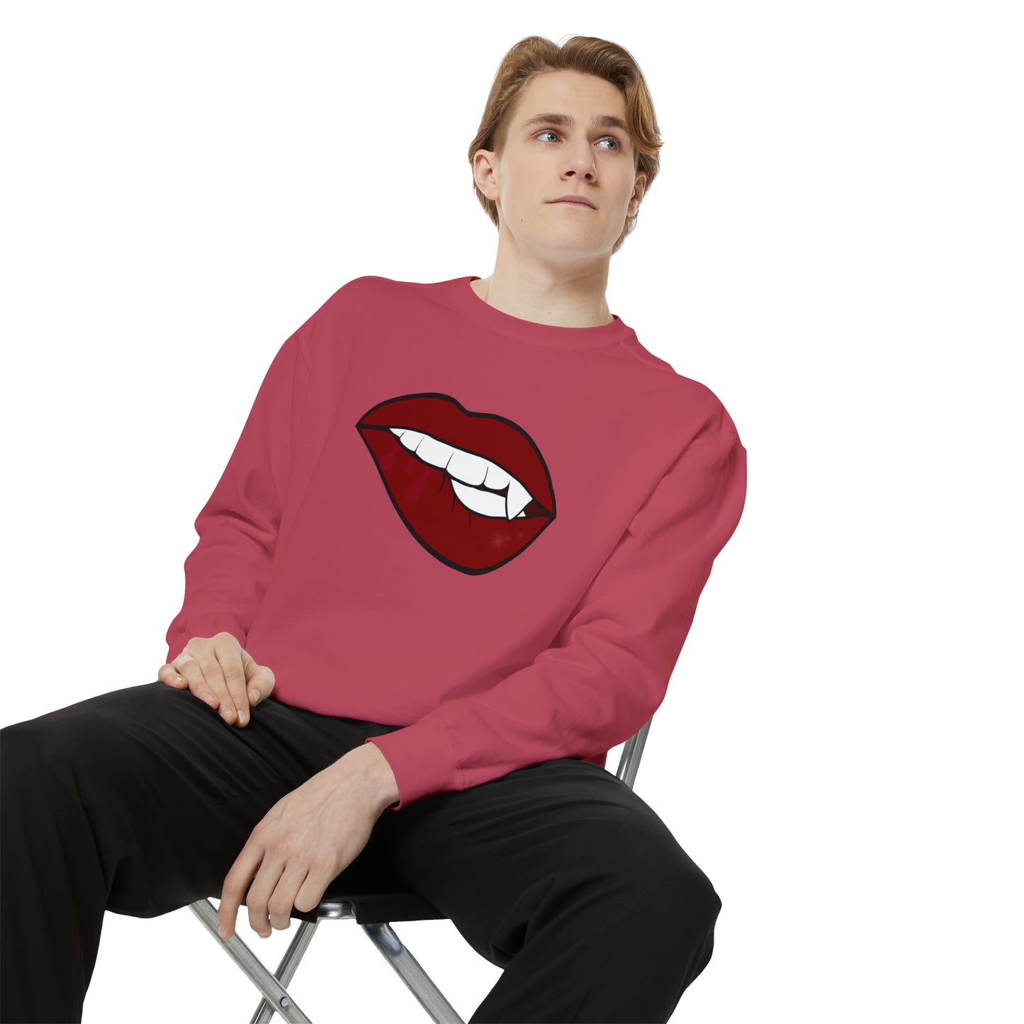 Biting Lip Vampire Fang Comfort Colors Sweater