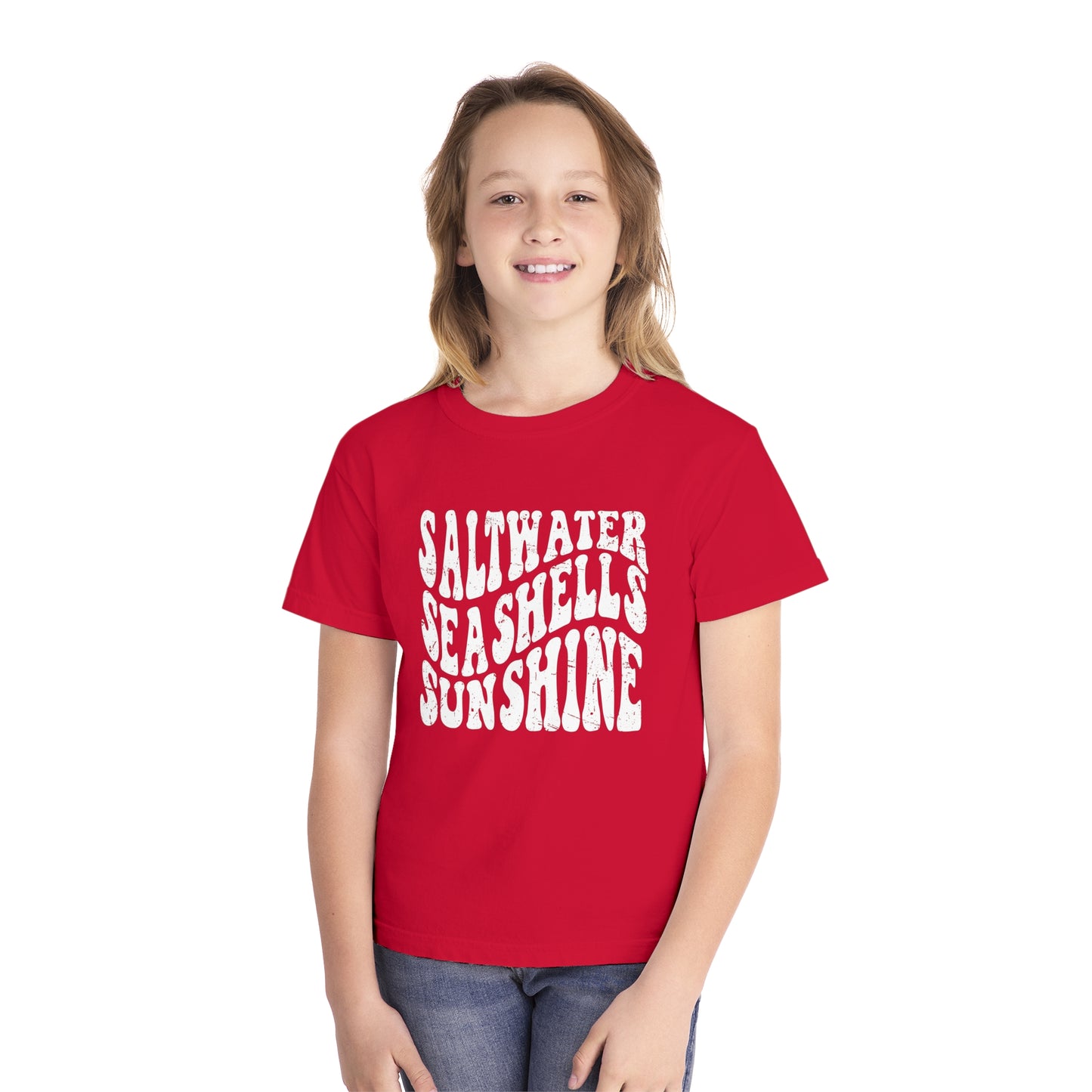 Youth Saltwater, Seashells, Sunshine Comfort Colors Youth Tee