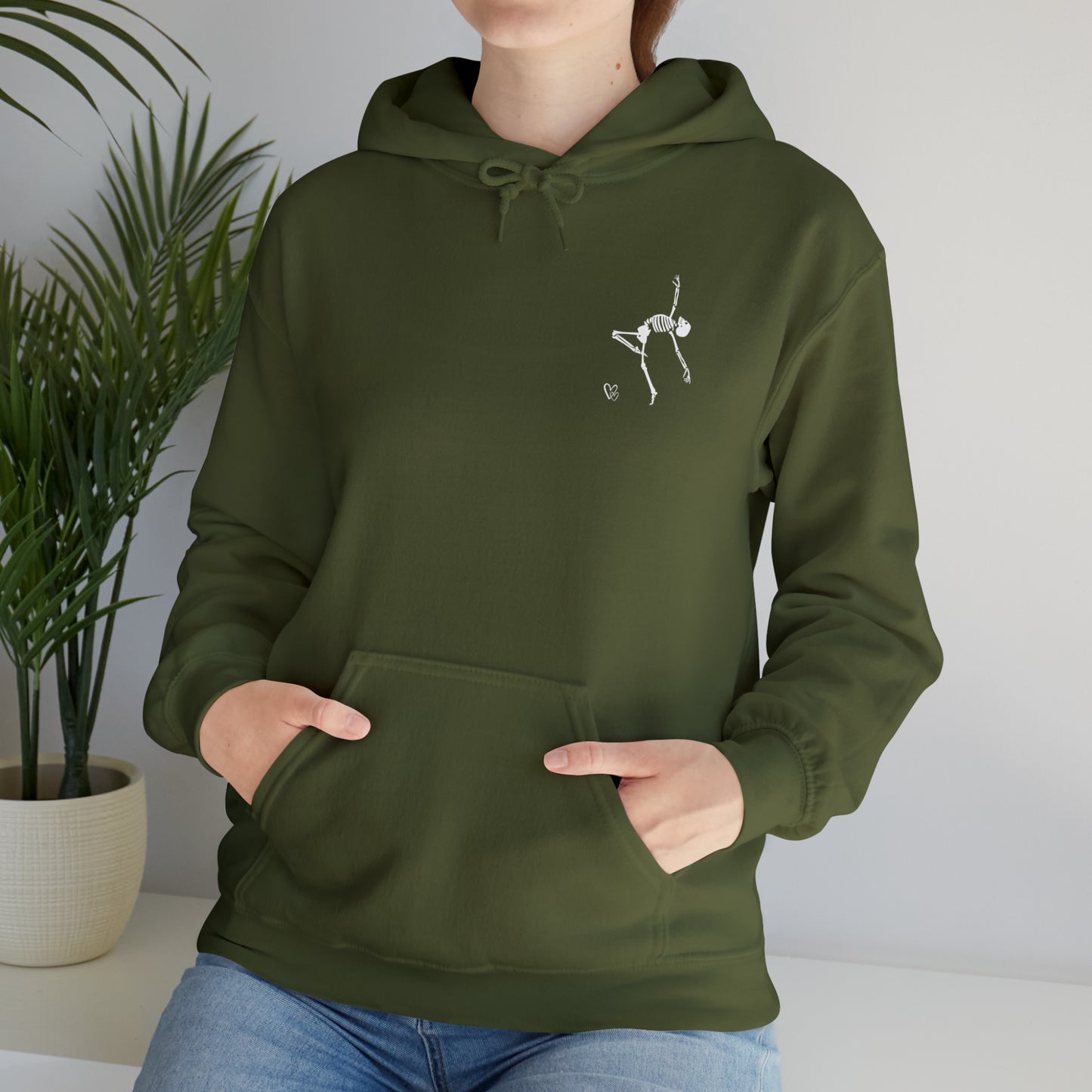 Dancing Skeleton Hoodie- Dancing Skeleton Front- Multi -Dancing Skeleton Back, Mutliple Color Options, Unisex Heavy Blend™ Hooded Sweatshirt