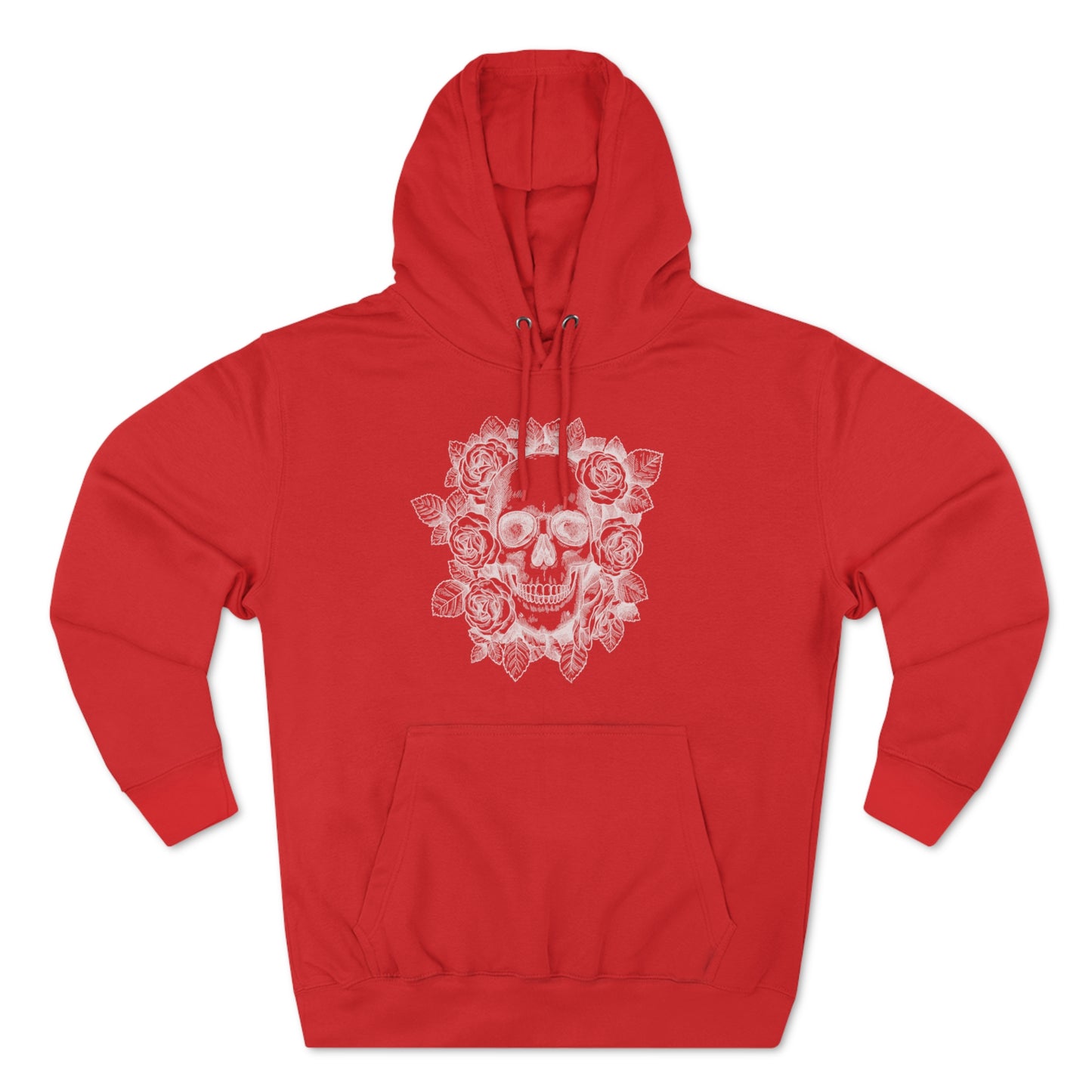 Skull with Rose Background - Unisex Premium Pullover Hoodie