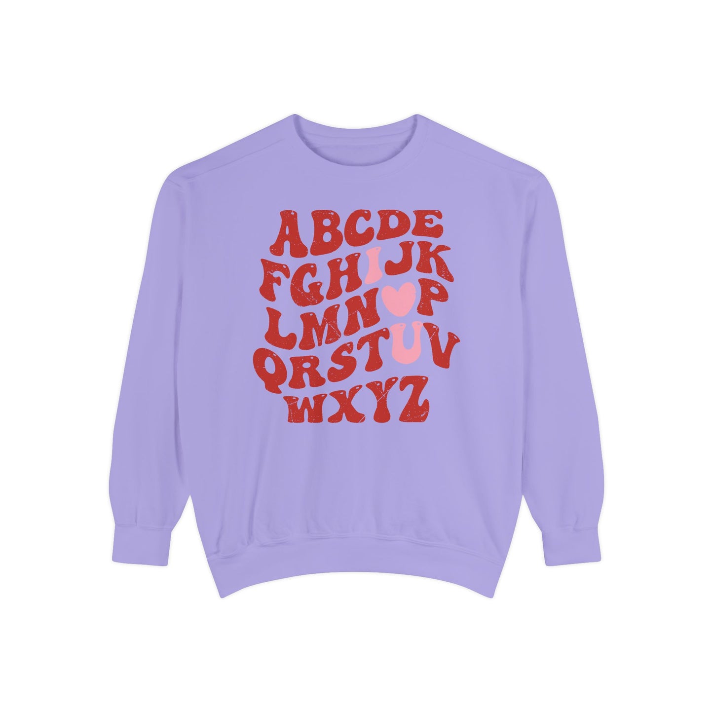 Red Alphabet I love you Adult Comfort Colors Sweatshirt