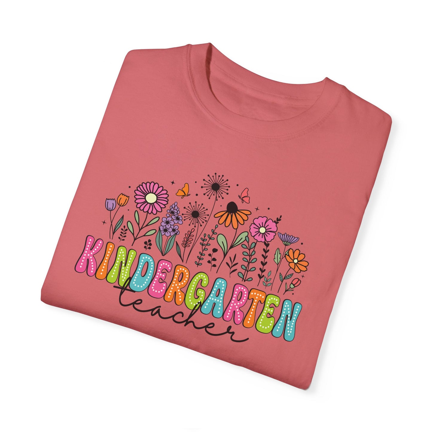 Kinder Flower Teacher Shirt - Comfort Colors