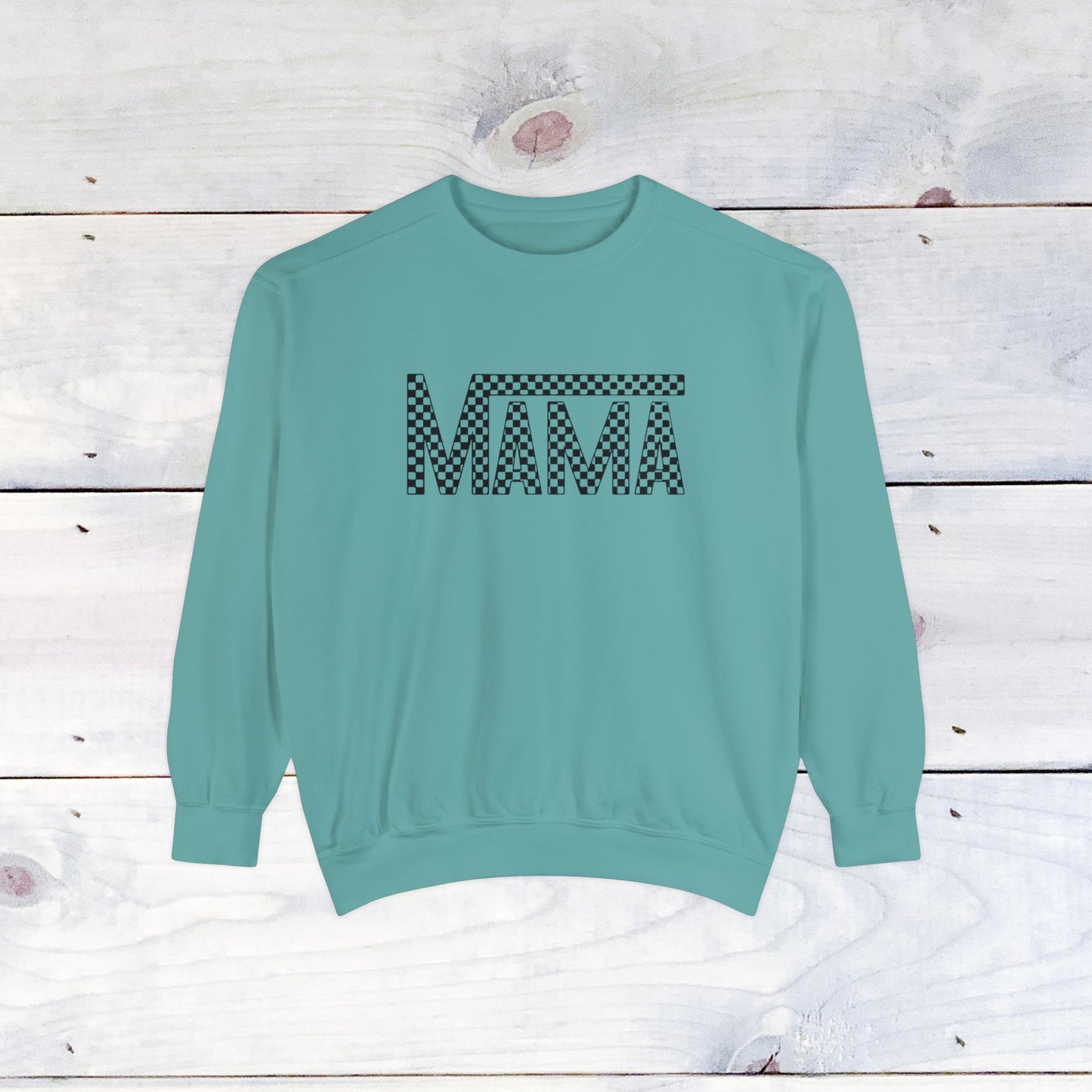 Mama Checkered Black Comfort Colors Sweater