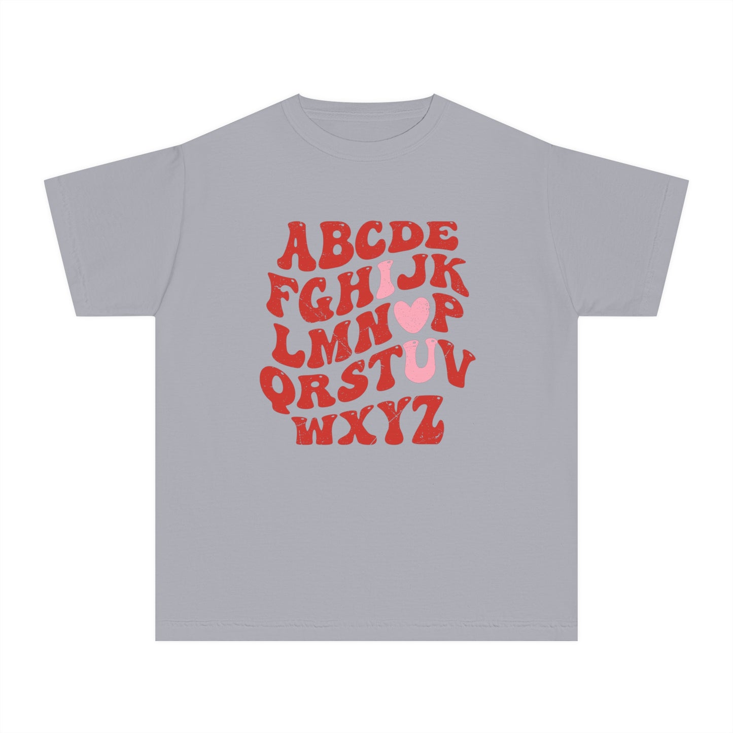 Red Alpha I Love You Youth Comfort Colors Tee