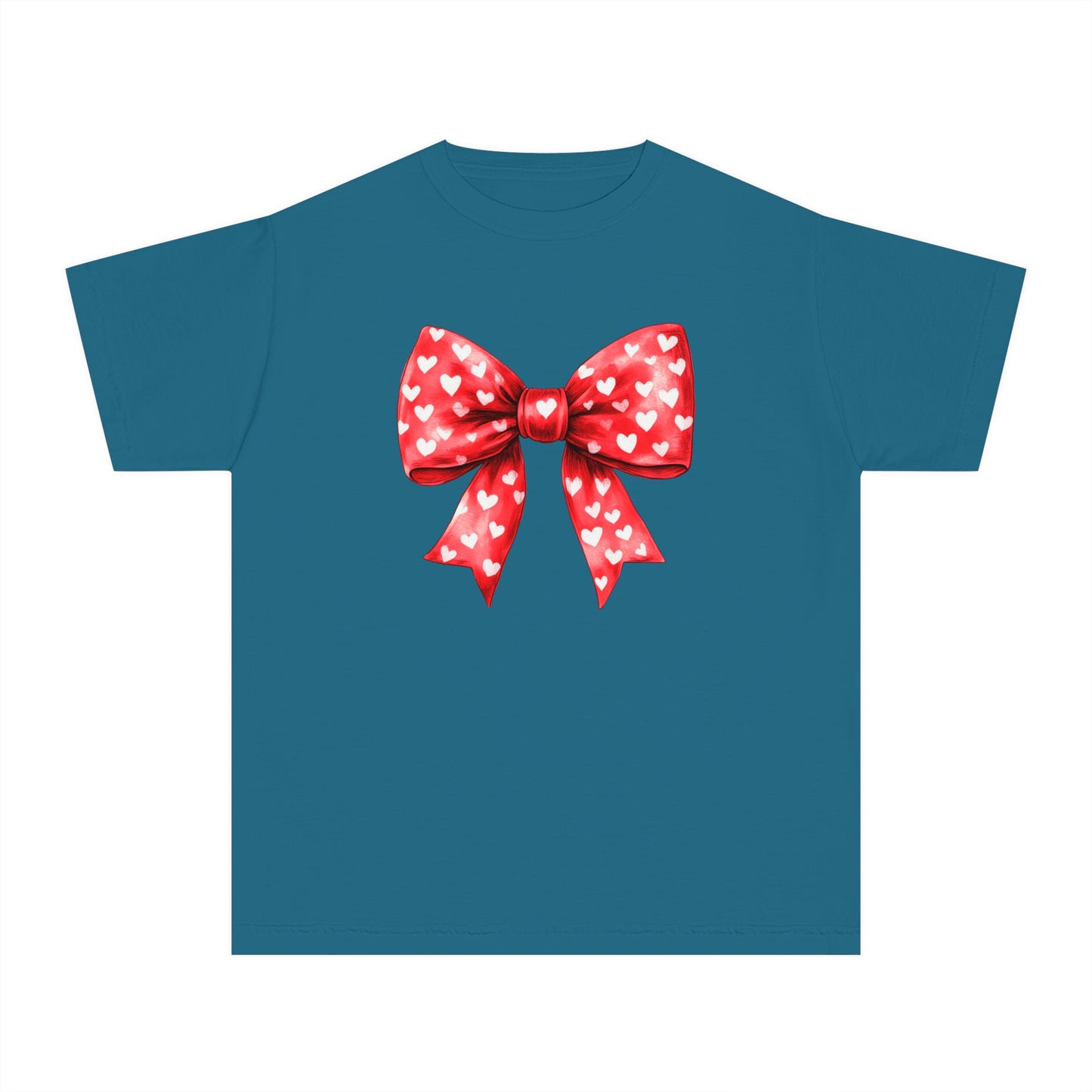 Heart Bow Youth Comfort Colors Tee