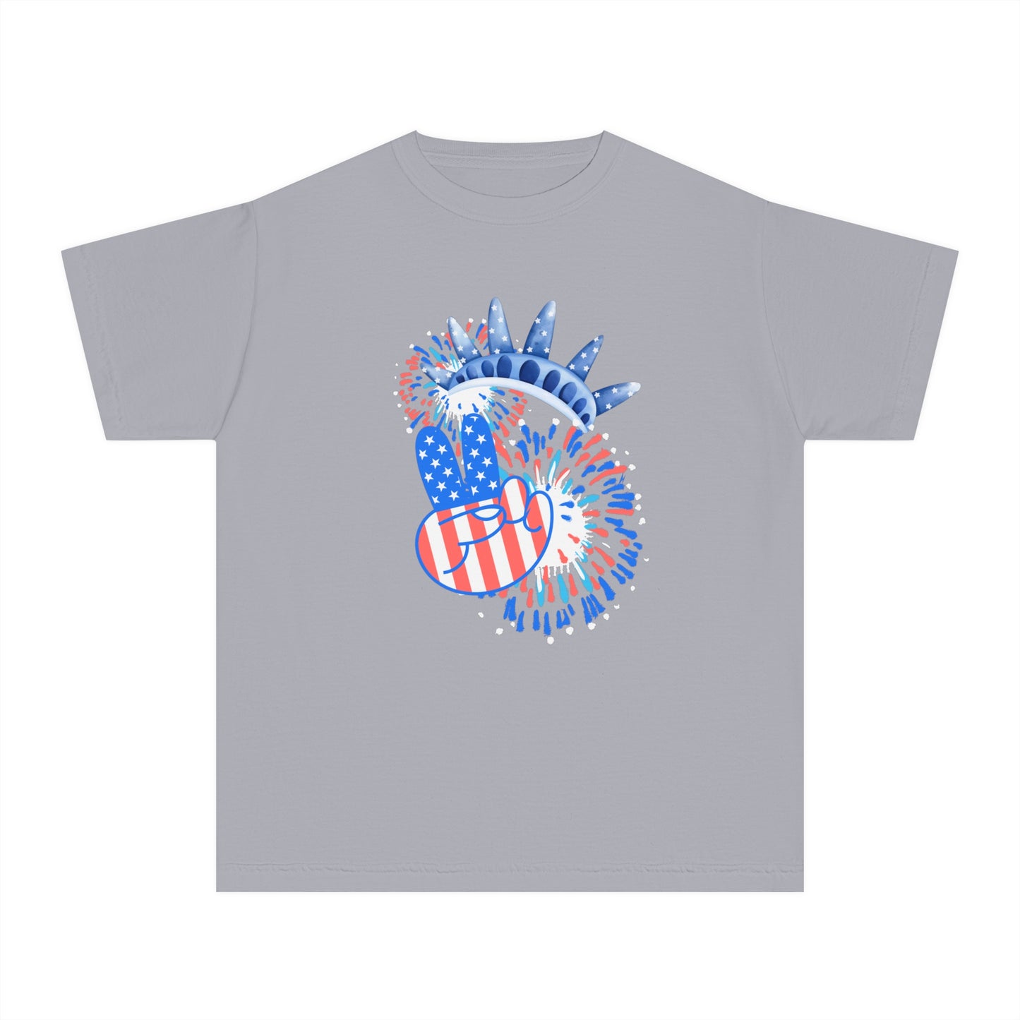 Peace, Crown, & Fireworks Comfort Colors Youth Tee