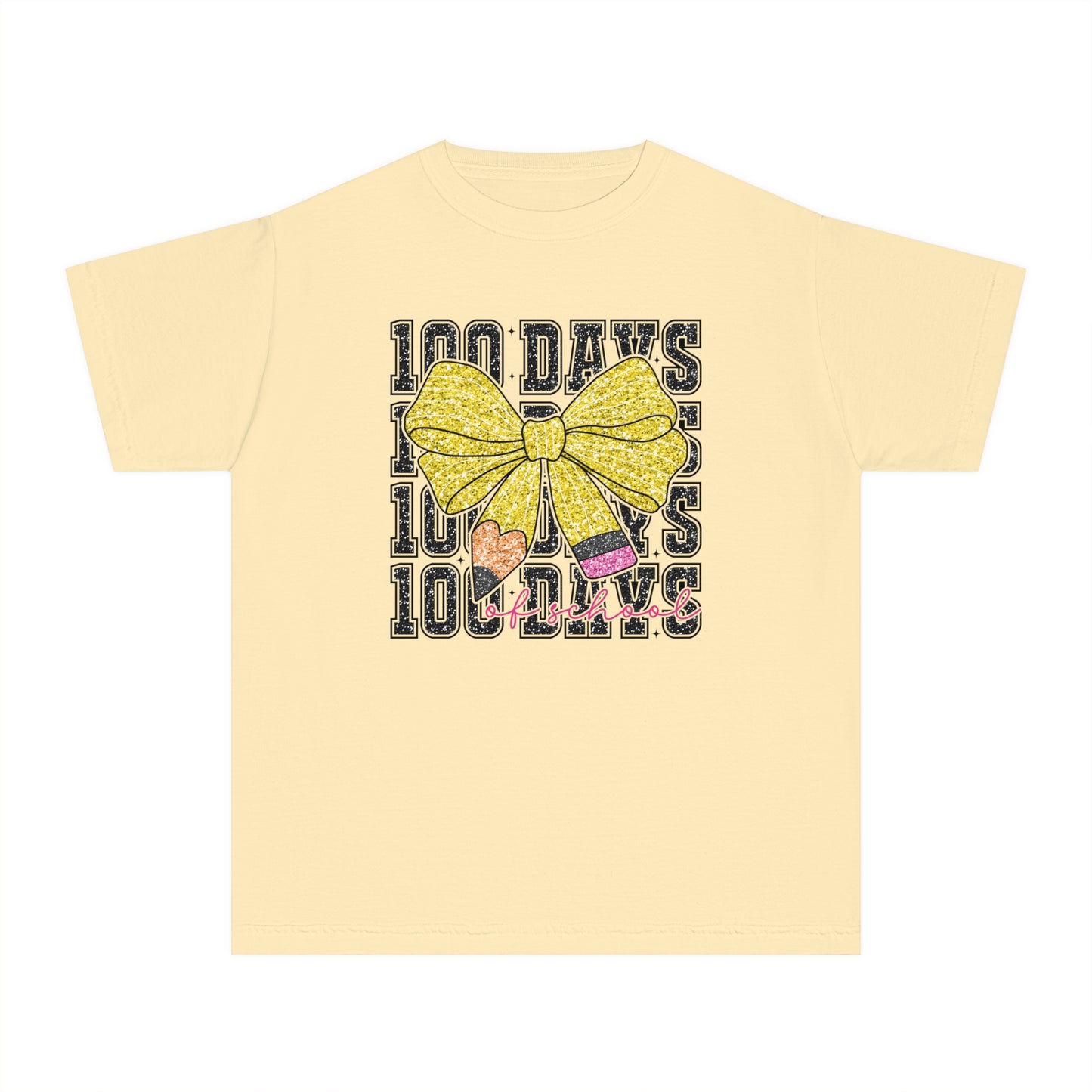 Youth 100 Days Bow Comfort Colors Tee