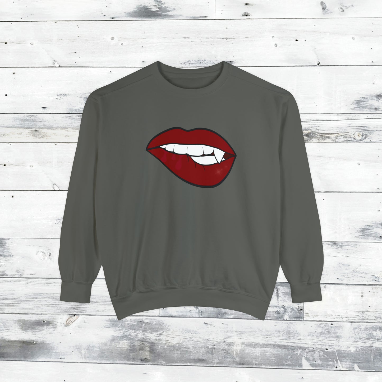 Biting Lip Vampire Fang Comfort Colors Sweater