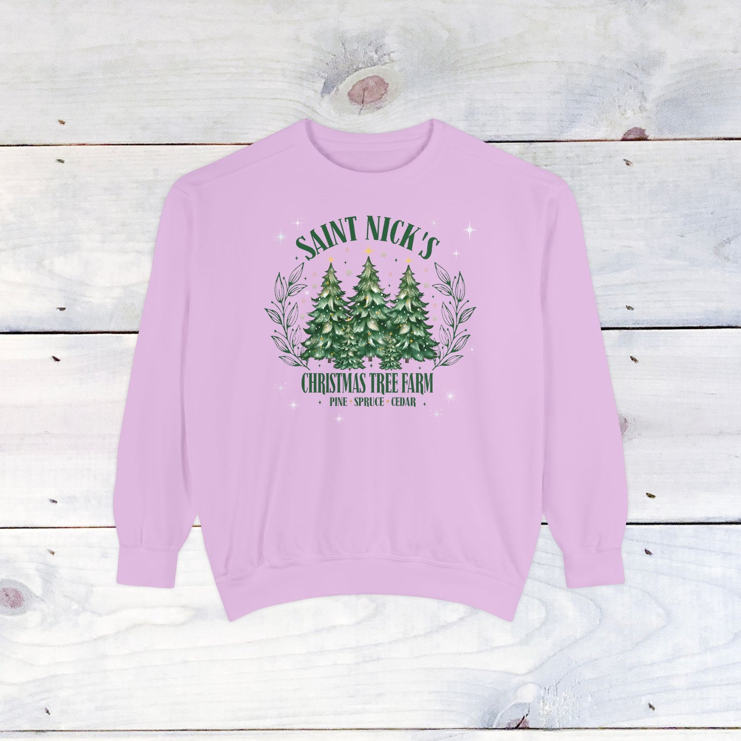 Saint Nick's Tree Farm Comfort Colors Holiday Sweater