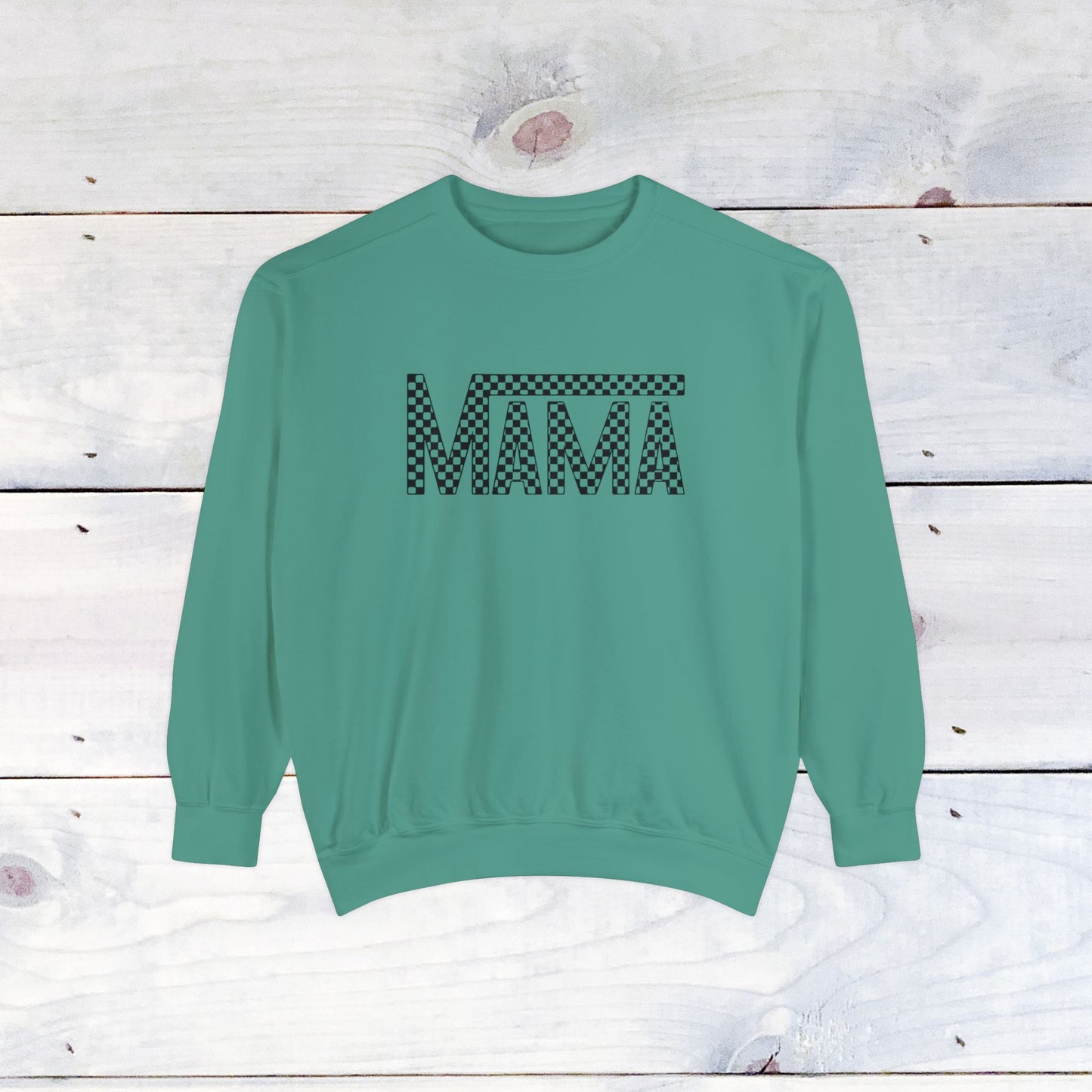 Mama Checkered Black Comfort Colors Sweater