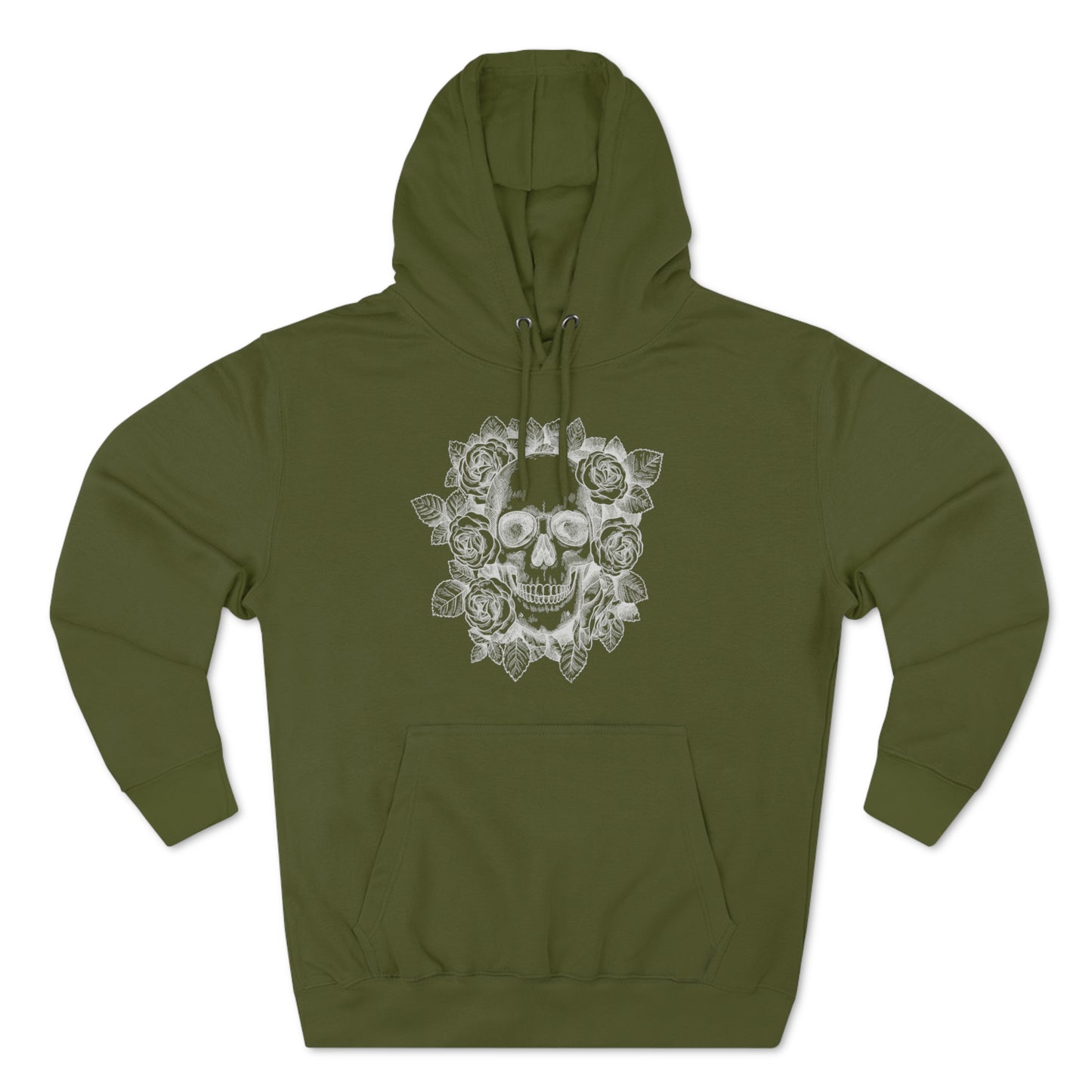 Skull with Rose Background - Unisex Premium Pullover Hoodie