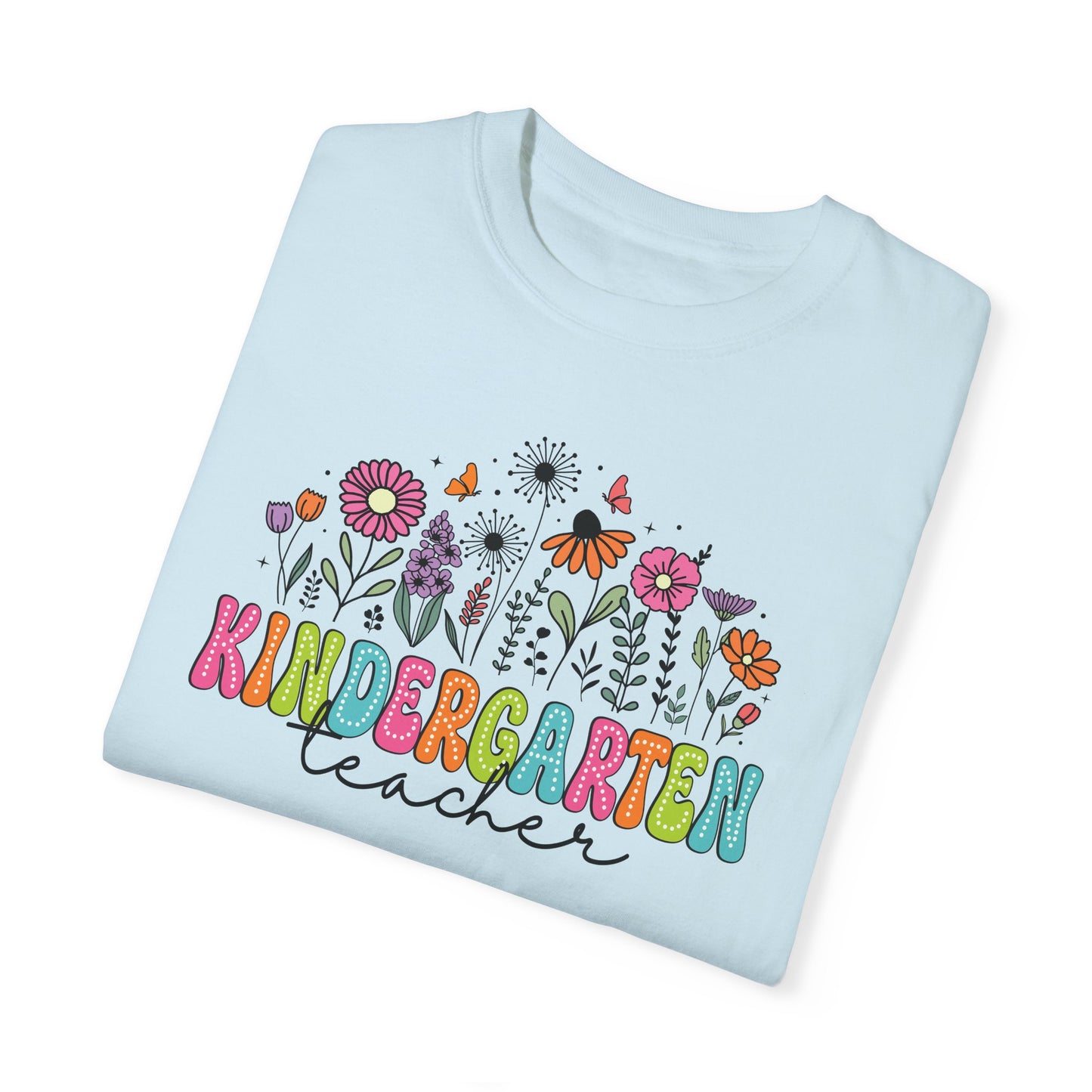 Kinder Flower Teacher Shirt - Comfort Colors