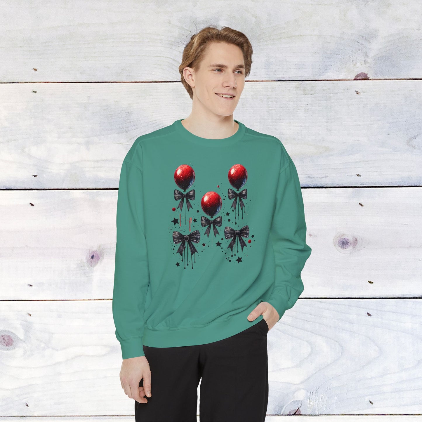 "IT" Red Balloon and Bow Comfort Colors Sweater
