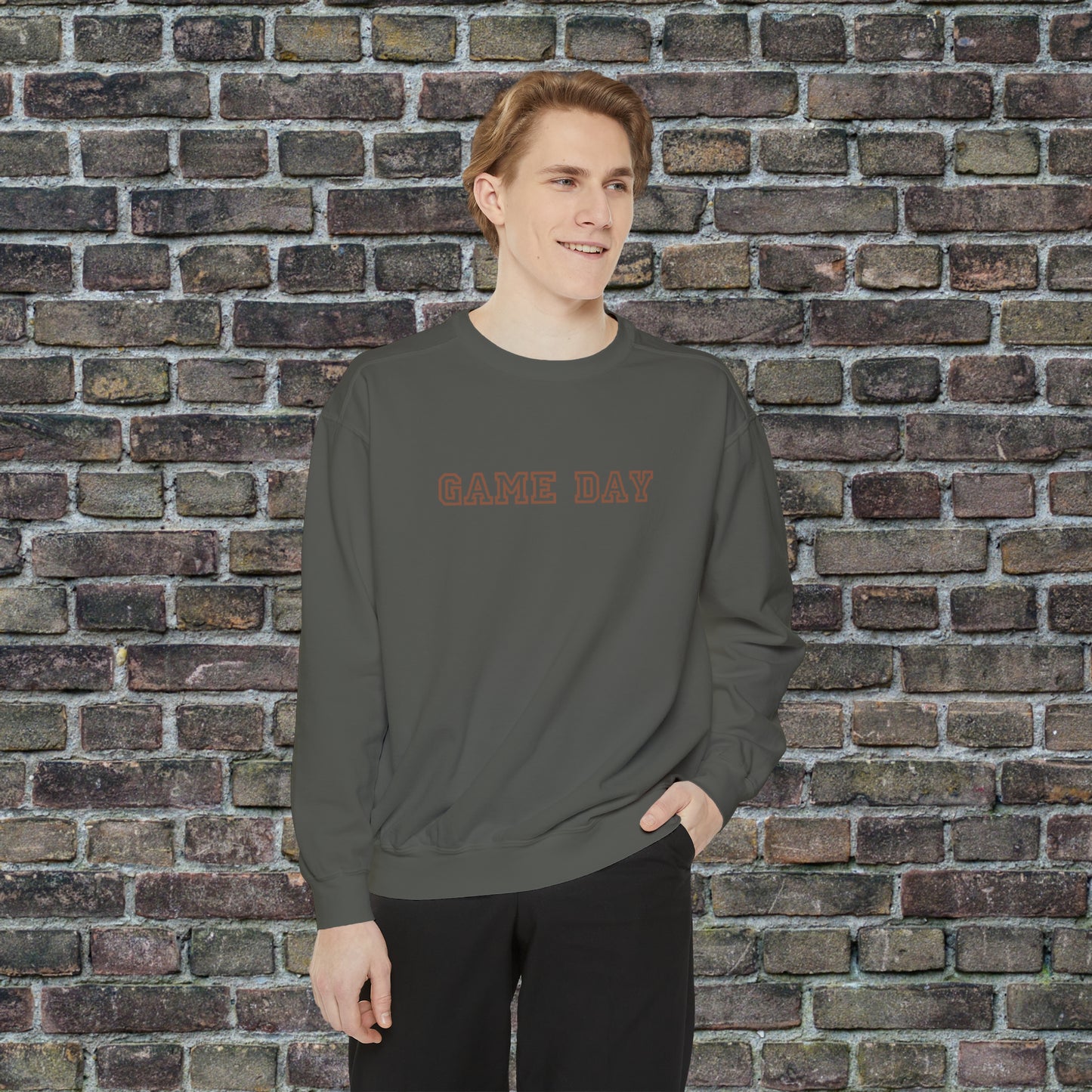 Game Day Comfort Colors Sweater - Brown Text