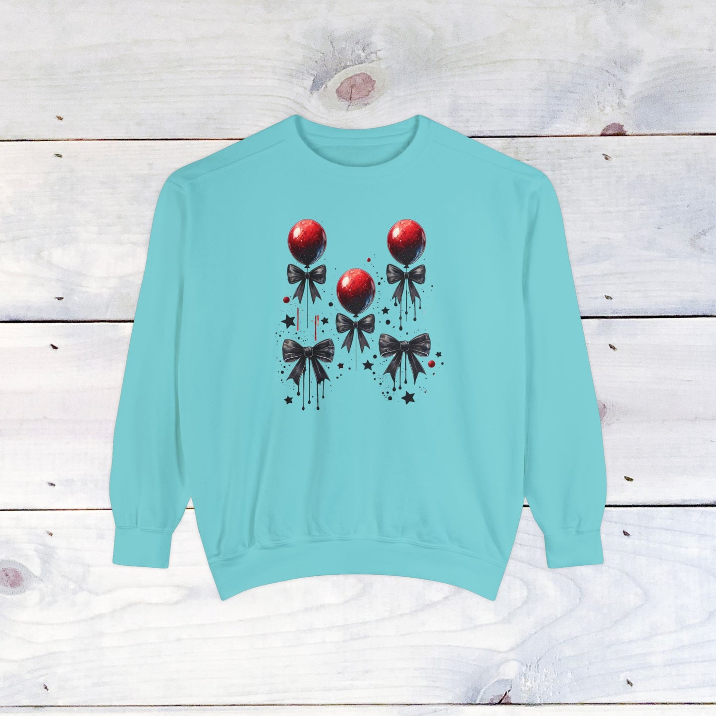 "IT" Red Balloon and Bow Comfort Colors Sweater